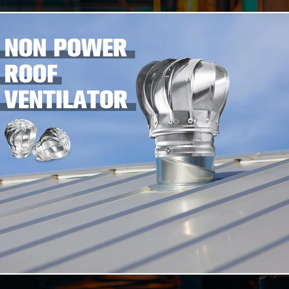 2 ventiladores de techo de 110 mm sin accionamiento, turbinas eólicas, ventilación de ático para casas, fábricas, áticos, granjas, ventiladores a prueba de fugas