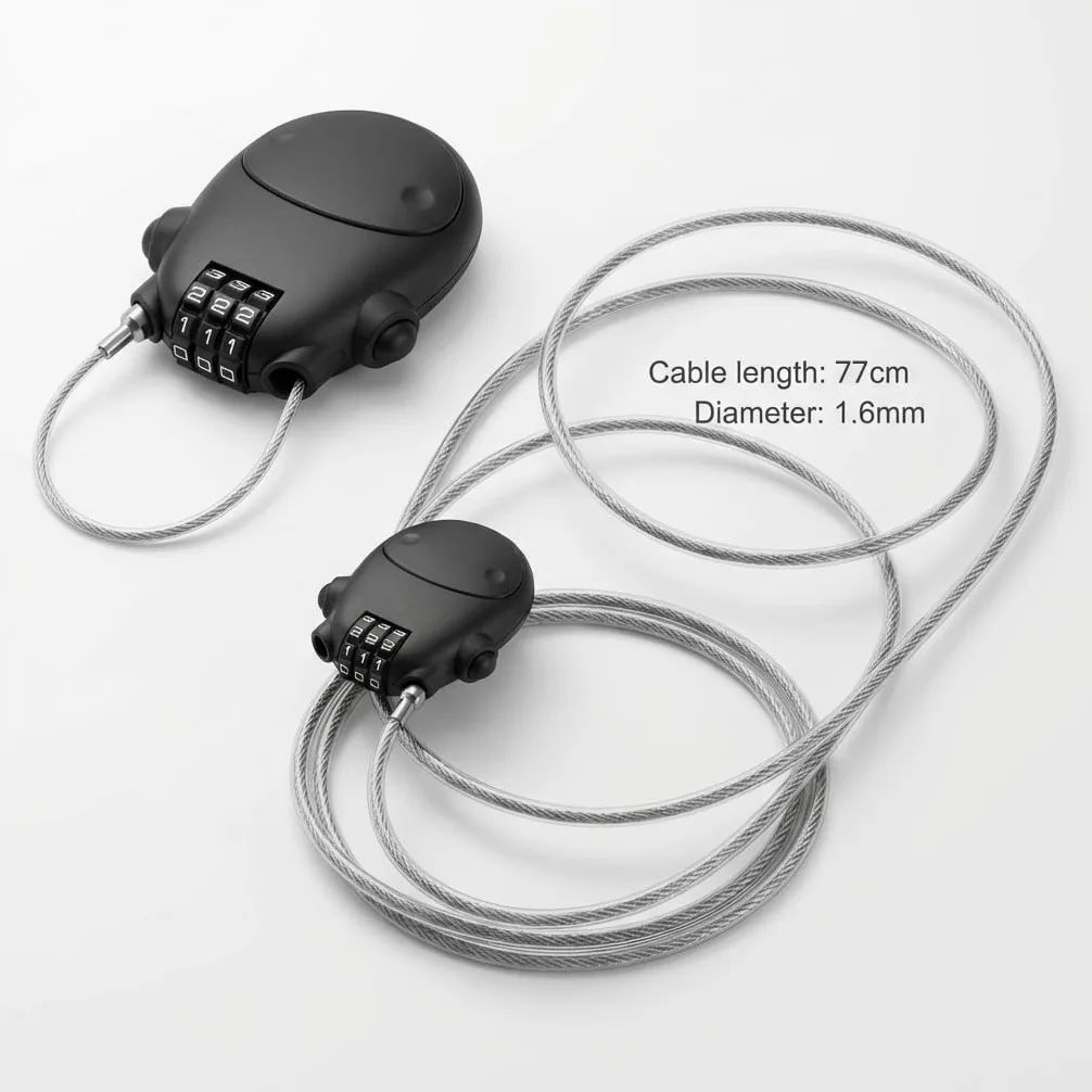 QWORK Candado de cable retráctil, paquete de 2 cerraduras de seguridad con contraseña de acero para equipaje