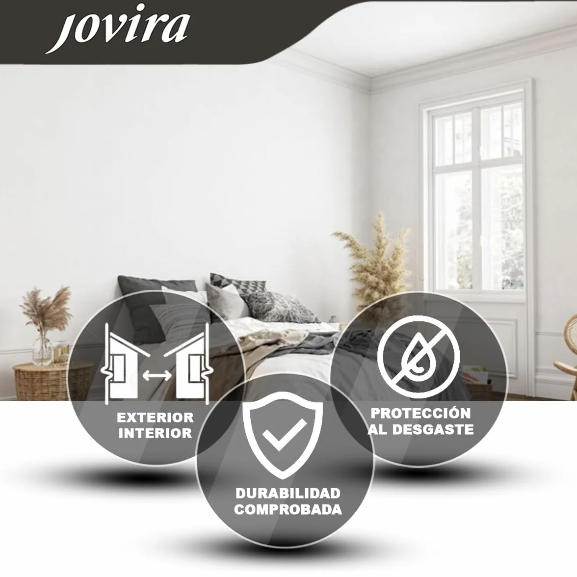 JOVIRA PINTURAS Pintura Mate Decoración. Blanco Liso. Interior-Exterior.Para paredes, techos y fachadas. (4 Litros) A-13