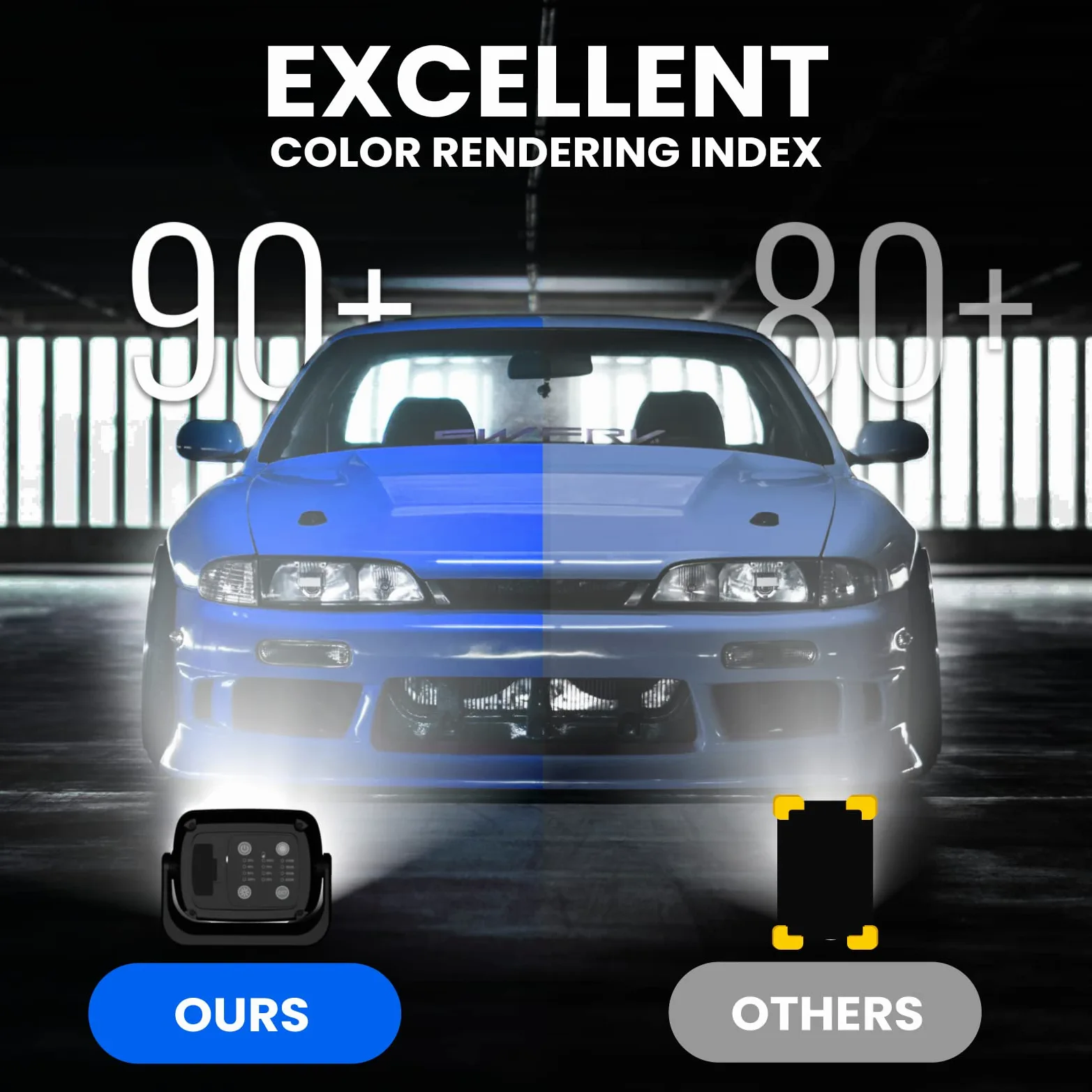 Foco de Trabajo LED Recargable, Luz de Trabajo Portátil Magnética LED COB 2000Lm, 4 Colores de Iluminación, Para Reparación de Automóviles Construcción Camping