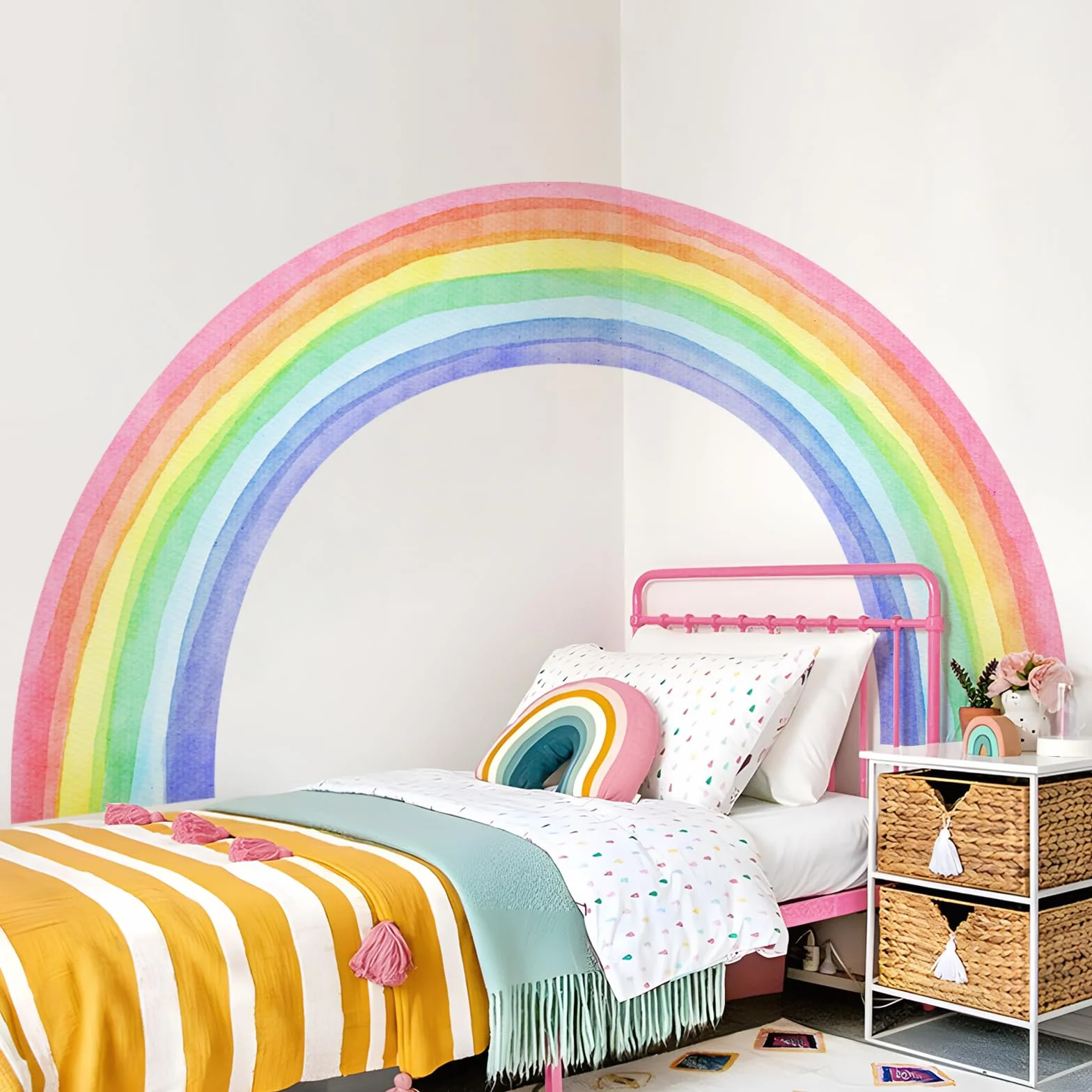 Supzone Pegatinas de Pared Arco Iris 210x108CM Grande Vinilos Decorativos Mural de Acuarela Adhesivos Pared para Dormitorio Niños Guardería Sala de Estar Sala de Juegos