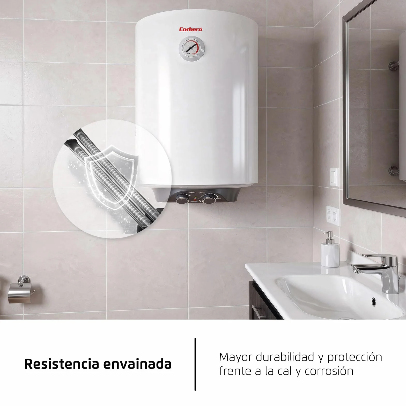 Corberó Termo Eléctrico CTM80ENV 80L Resistencia Envainada Eficiencia Energética C