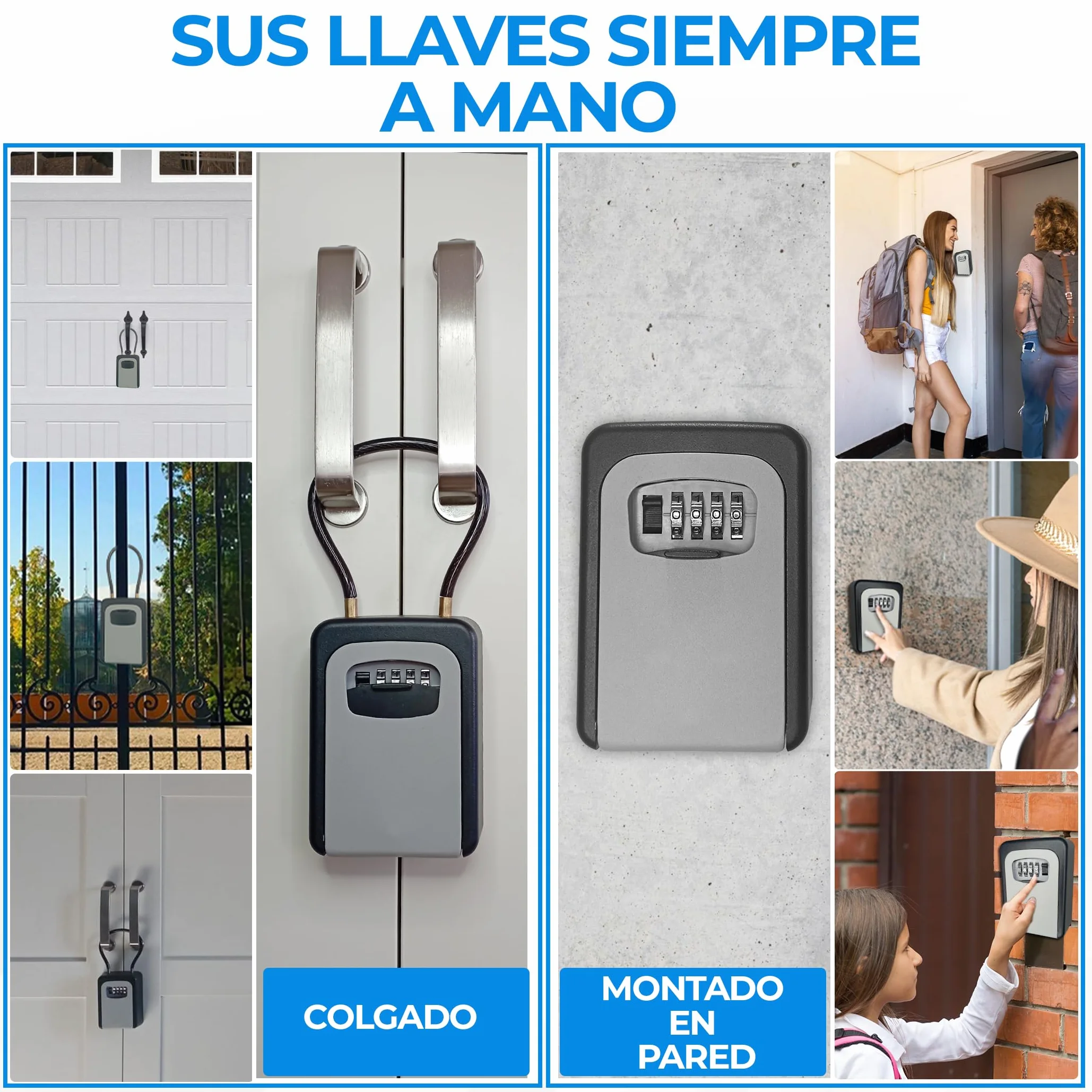 QJF Caja de Seguridad para Llaves con Código de 4 Dígitos para Pared Exterior Interior