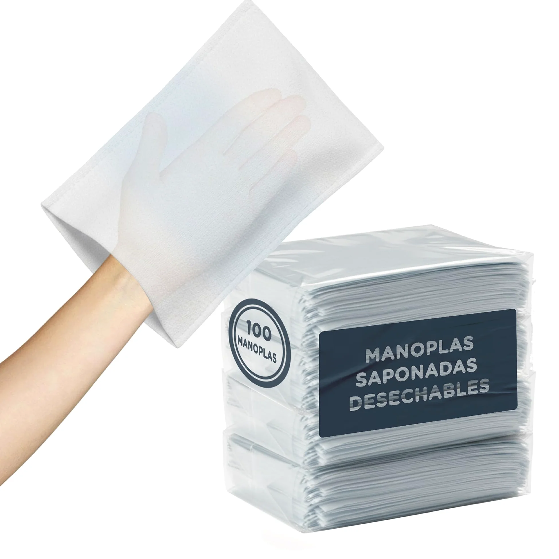 200 Manoplas Saponadas Desechables para Adultos y Niños - Guantes de Baño Ideales para Pacientes Encamados y Postoperatorio - 4 Paquetes de 50 Manoplas Esponjas Jabonosas