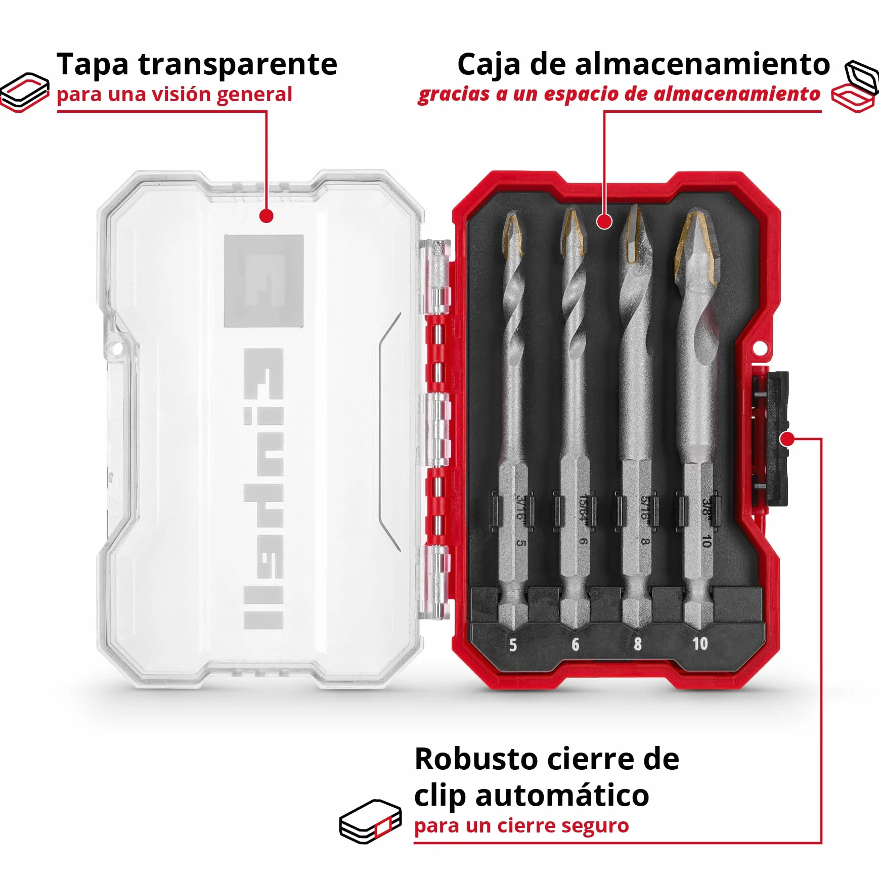 Juego de 4 brocas de porcelanico surtidas.