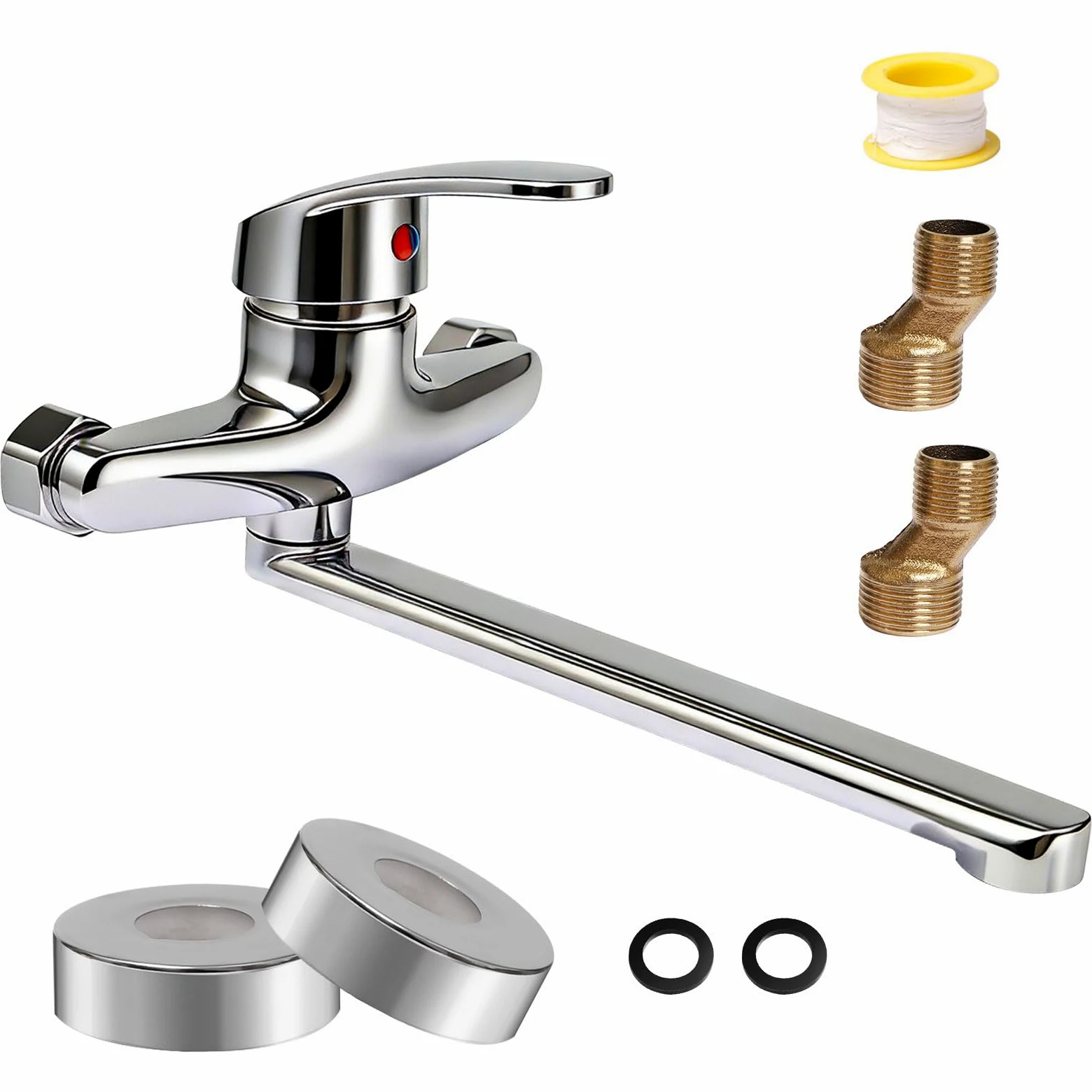 Grifo de Cocina de Pared,Ruotable a 360 °,Grifo de Pared para Lavabo Grifo Mezclador de Cocina Grifo de Cocina Fregadero Grifería para Baño para Lavabos Dobles, Cocinas y Baños