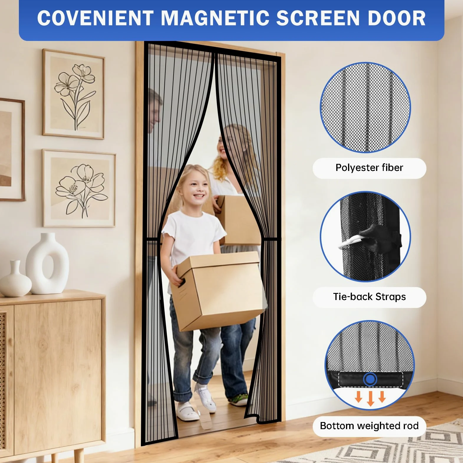 mosquitera puerta magnetica,70x200cm Puerta de Malla Corredera cortina para del Balcón Corredor Contrapuertas con Anti Mosquito Insecto Se Cierra Automáticamente-Negro