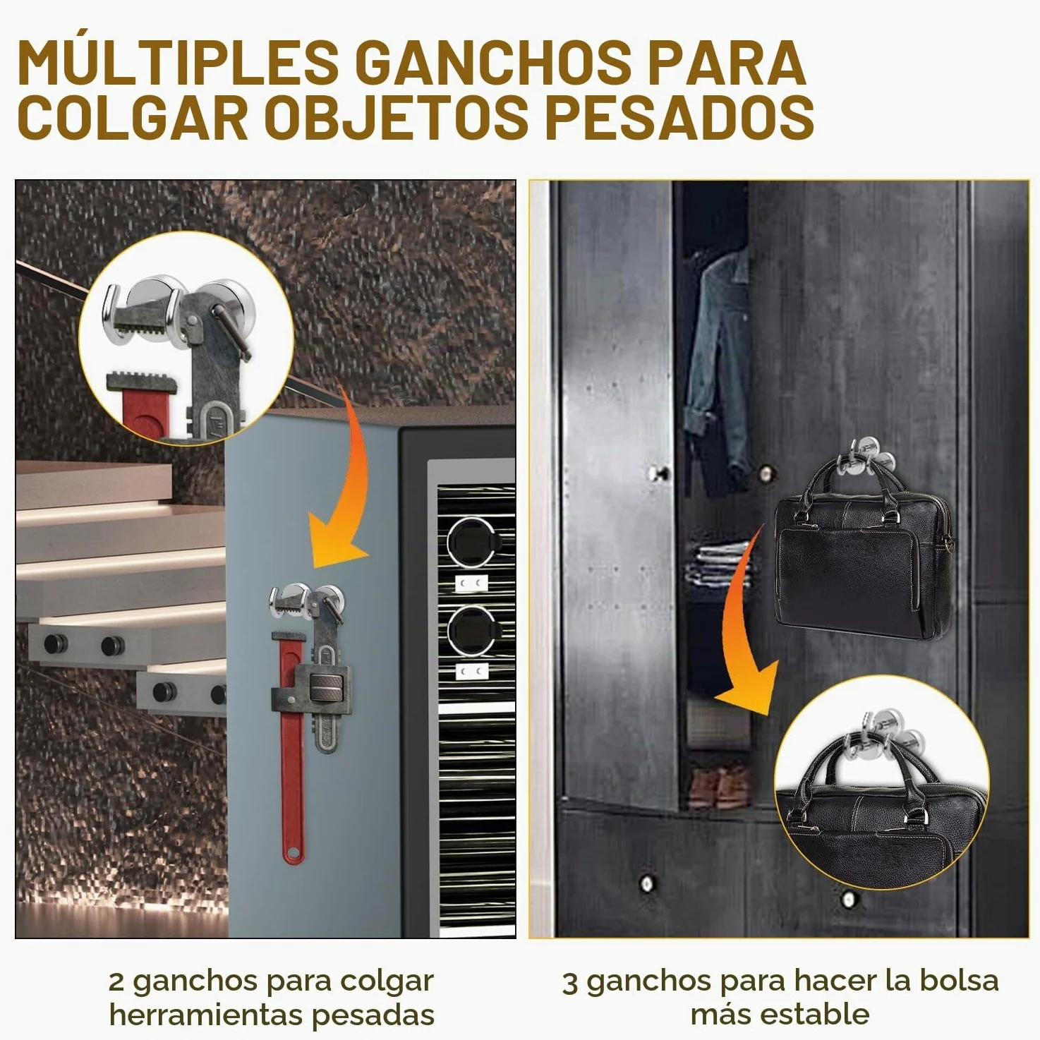 Heavy Duty ganchos magnéticos, fuerte imán de neodimio gancho para hogar, cocina, lugar de trabajo, oficina y garaje, sujeción hasta 12 libras