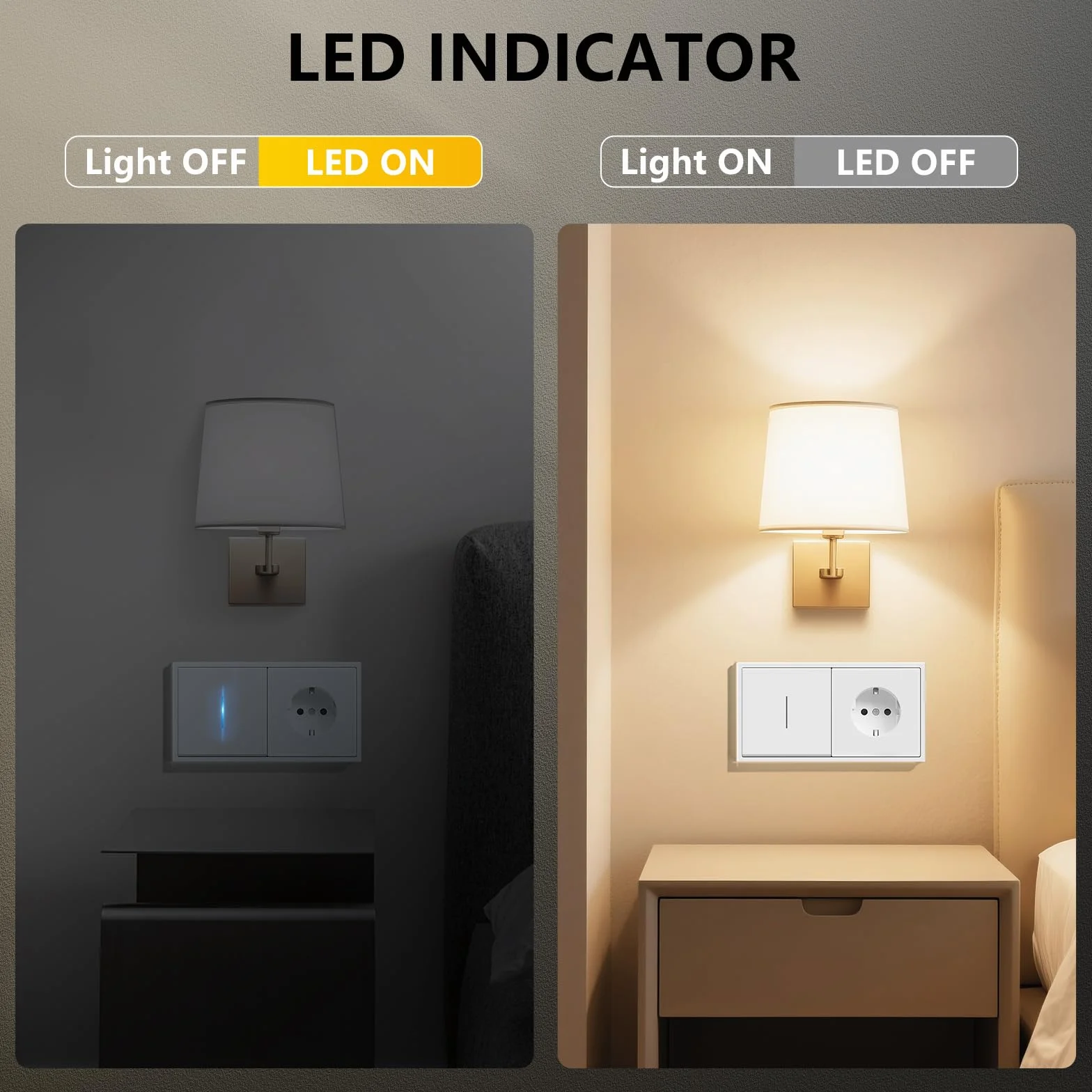 Interruptor con Enchufe Pared 1 Gang 1 Vía 150x80mm LED Blanco