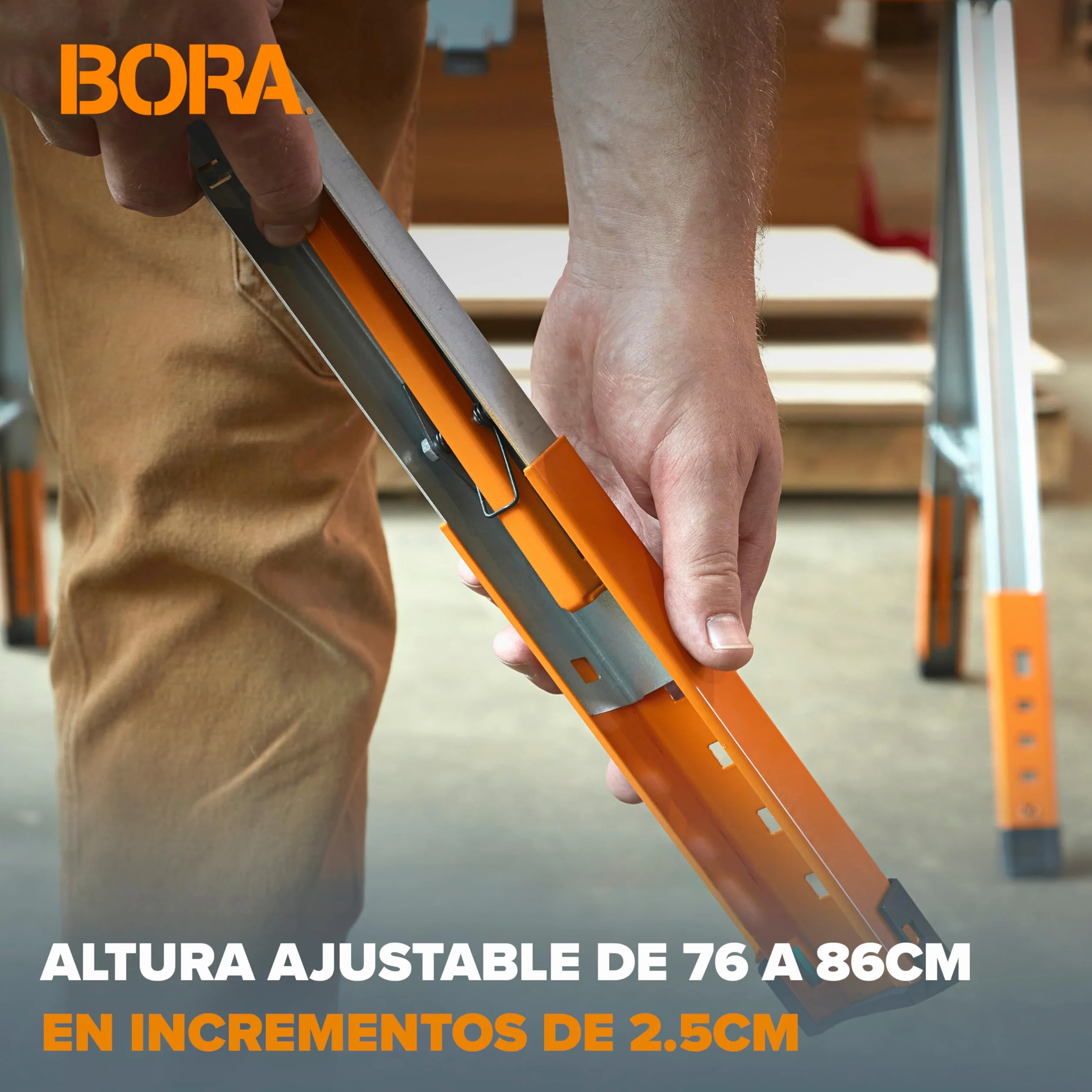 Bora Workhorse XT Juego de 2 Caballetes de Sierra Plegables Altura Ajustable Resistentes para Contratistas