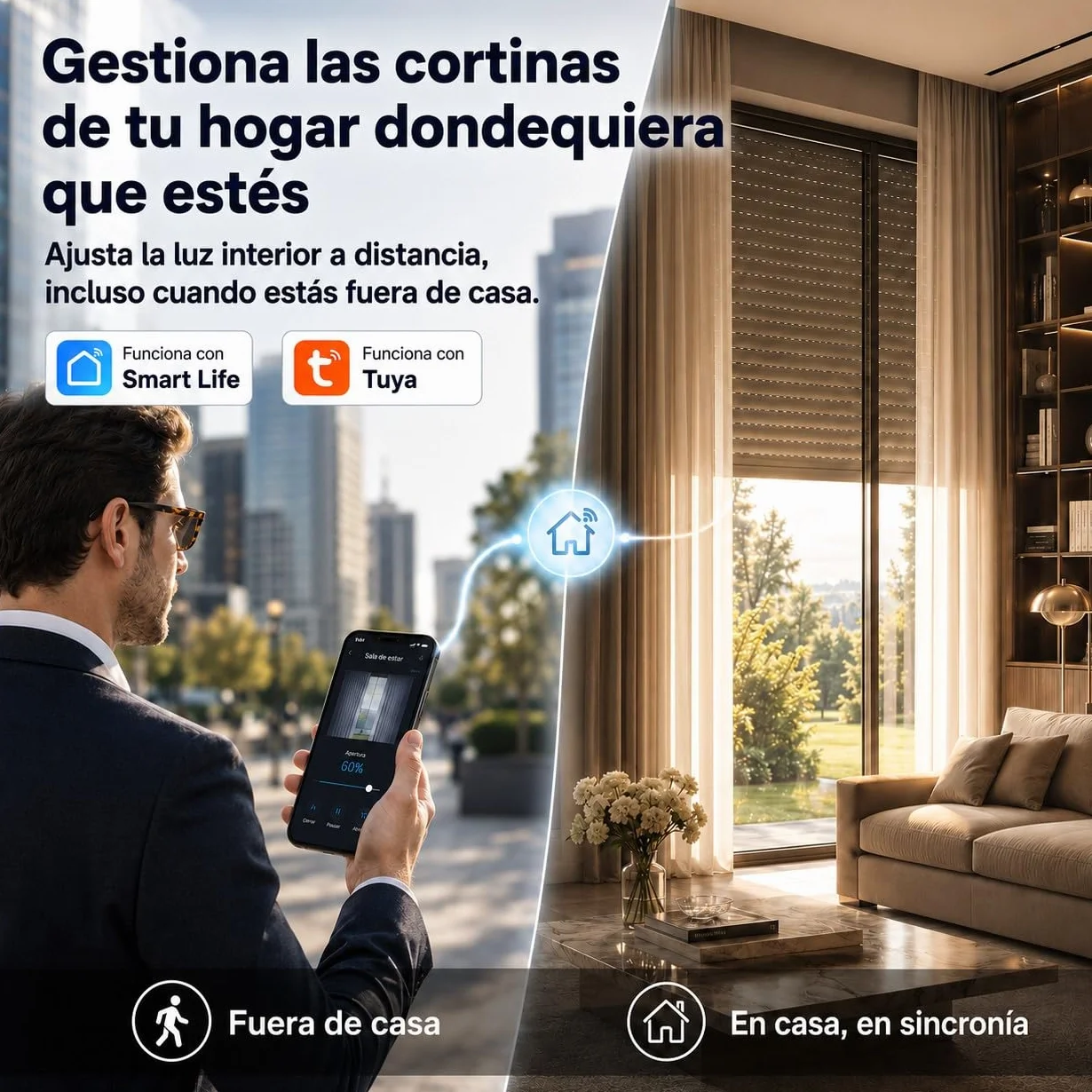 LoraTap Interruptor de Persianas WiFi, para Cortina Electrica Inteligente Funciona con App Smart Life, Control de Voz, Compatible con Alexa y Google Home, Programador Temporizador