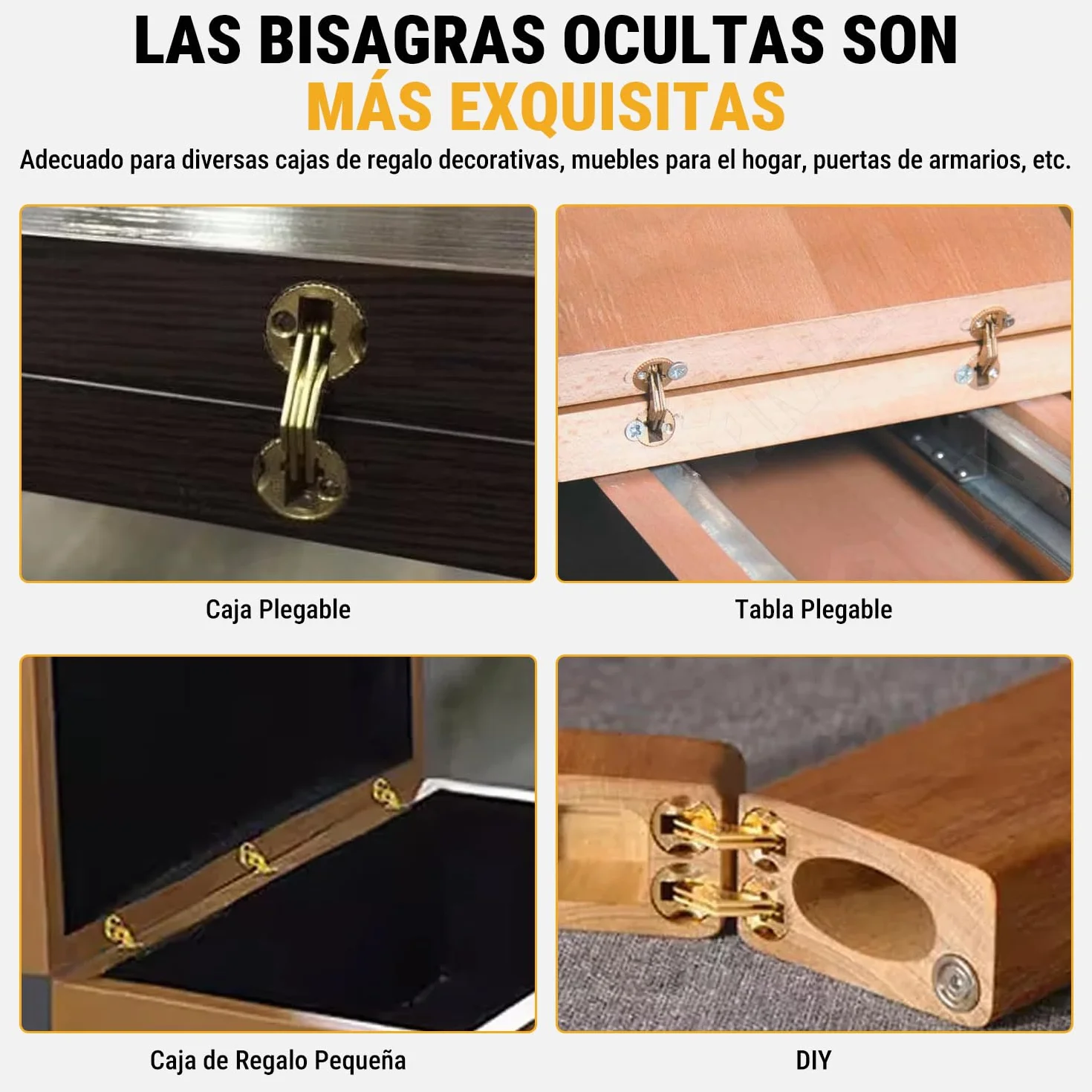 VOBOR Bisagra Barril 10mm 4 Piezas Latón Invisible 180° Ángulo de Apertura