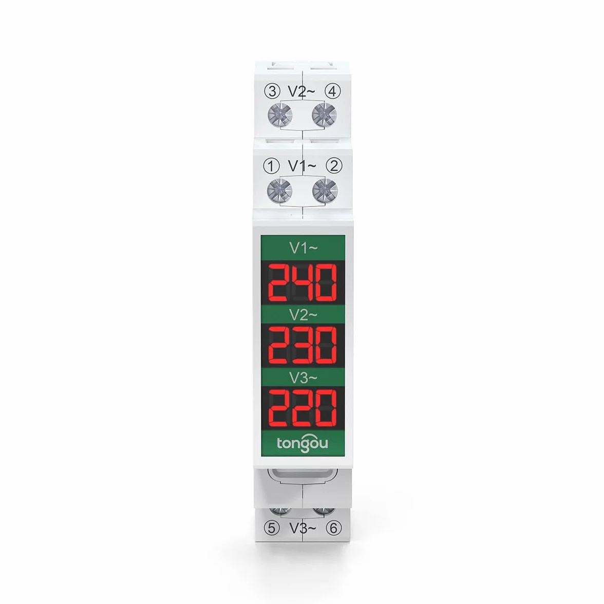 TONGOU Voltímetro voltímetro de 3 fases, pantalla digital, CA 60-450 V, voltaje digital, para montaje en carril DIN para mediciones