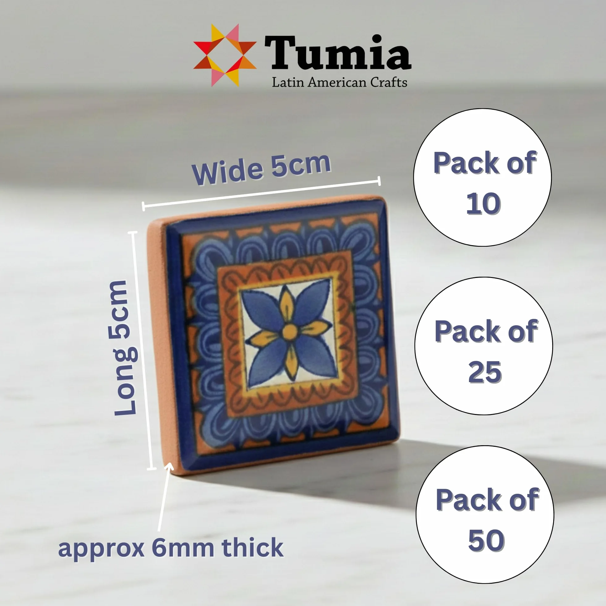 Tumia LAC Azulejos Mexicanos Artesanales de Talavera 5cm
