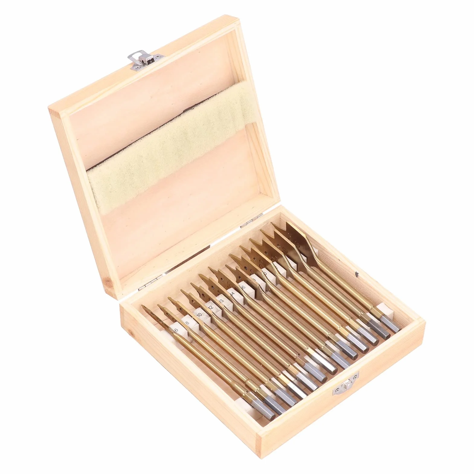 13 piezas de brocas de pala, broca plana de paleta de acero al carbono con revestimiento de titanio de 6-35 MM, juego de brocas de pala de acero al carbono para cortador de agujeros para carpintería