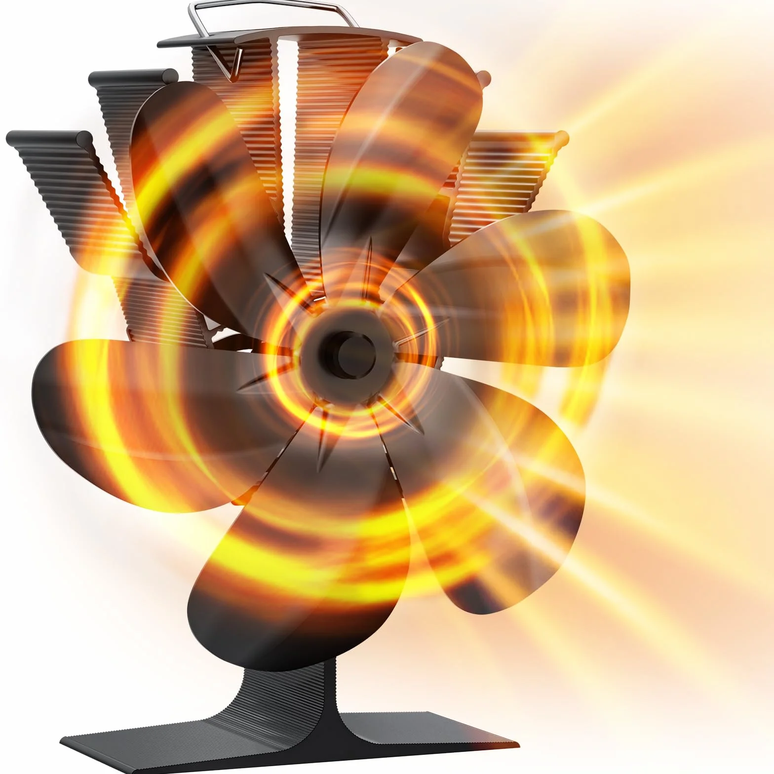 Ventilador de Chimenea 6 Aspas Ventilador de Estufa Silencioso Alimentado por Calor Ventilador de Quemador de Leña No Eléctrico Ecológico para Estufas de Leña Madera Pellet Chimenea