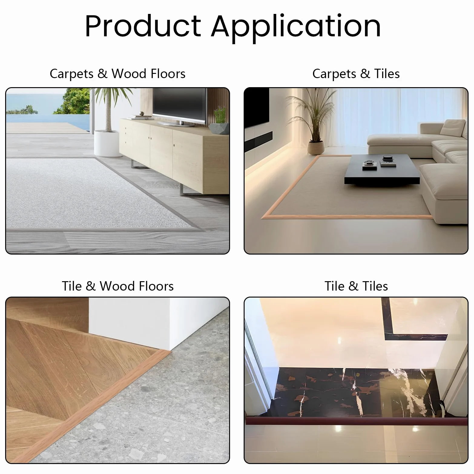 Tiras autoadhesivas de transición de suelo de 2 m, adhesivo fuerte, ideal para umbrales de alfombras, laminados y azulejos, puertas y bordes (5 mm, marrón claro)