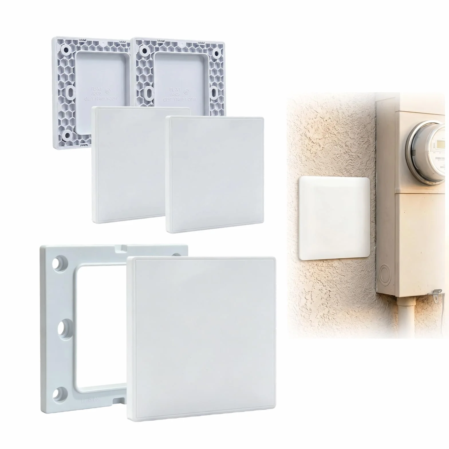 Tapa Ciega Enchufe Pared, Tapa Registro Electrico de 8,6 x 8,6 cm, Cubierta Ciega Empotrada de Plástico Sin Tornillos, Compatible con Enchufes o Interruptores No Utilizados (Blanco, 4 Unidades)