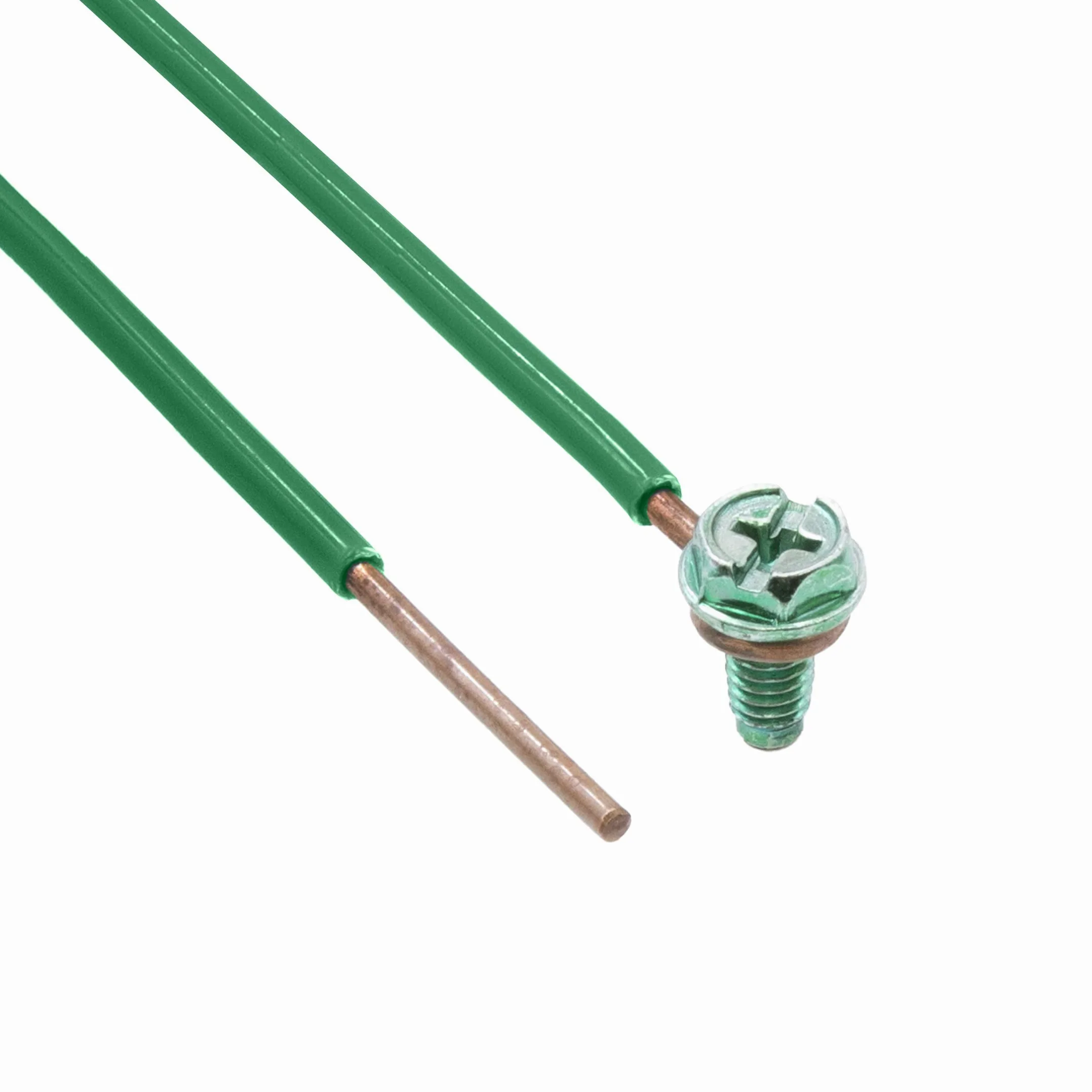 Maxxima 8 pulgadas. 12 AWG 1 cable sólido pelado a tierra coletas con tornillos, verde (paquete de 100)