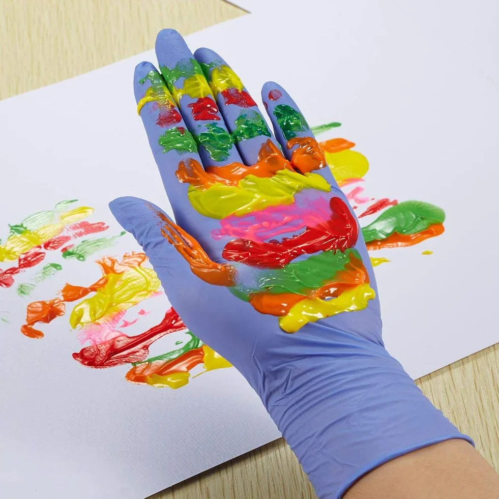Luyao 100 Piezas de Guantes Desechables para Niños, Guantes de Nitrilo para 4-12 Años - sin Látex, sin Polvo - para Manualidades, Pintura, Jardinería, Cocina, Limpieza (XS)- Color Aleatorio