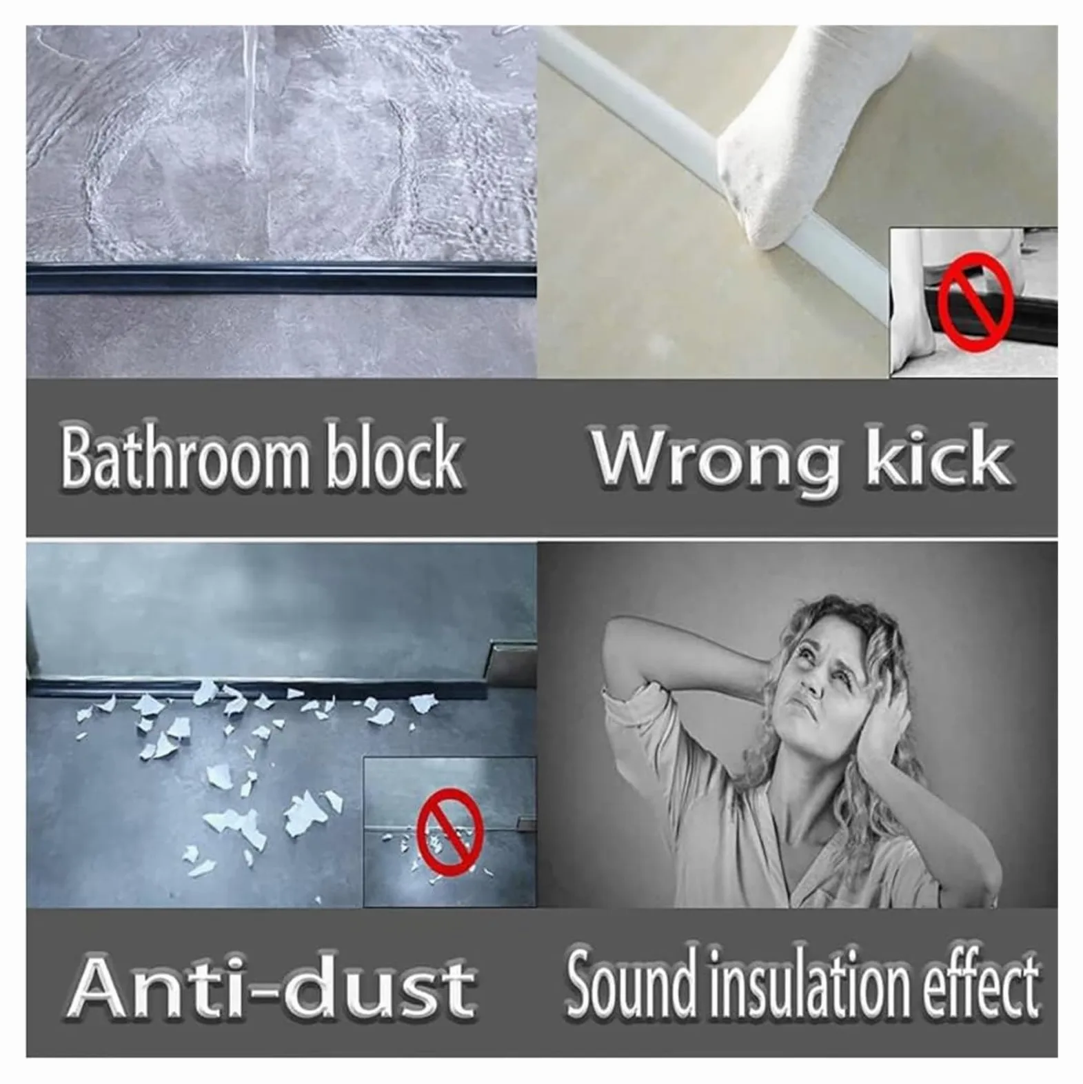 Tira de sellado de agua para umbral de ducha, silicona impermeable para una prevención eficaz de fugas en baños y zonas húmedas