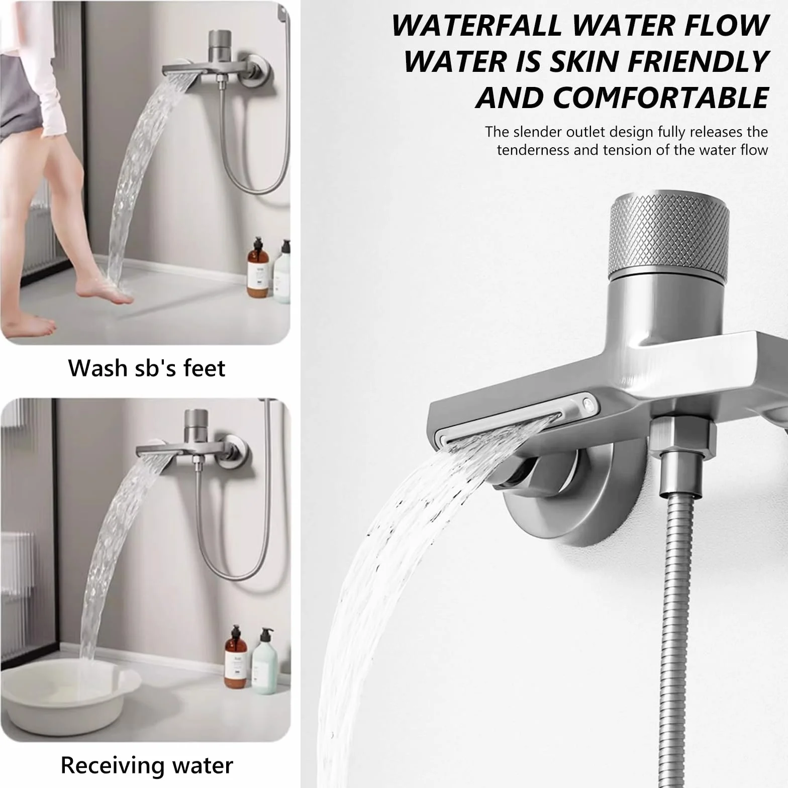 Vaileal Grifo de bañera cascada: grifo bañera montaje en pared, grifo de bañera con termostato, grifo bañera para ducha termostato de ducha para baño