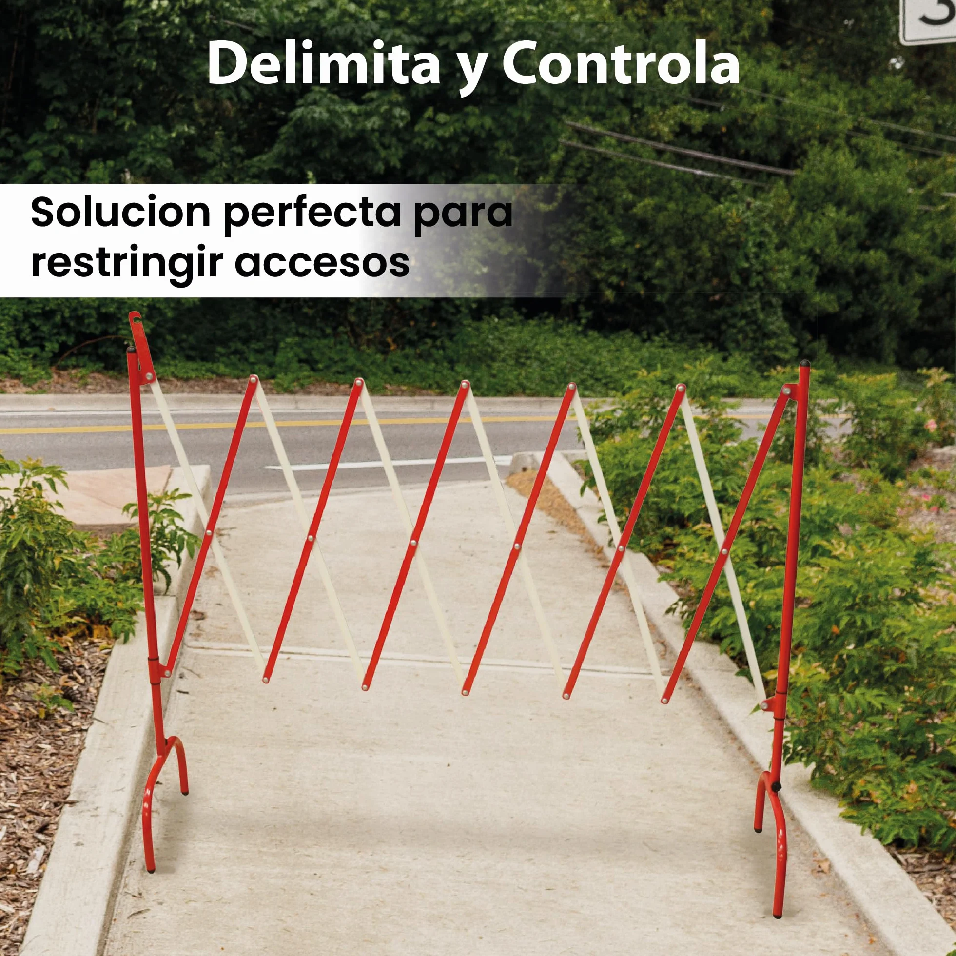 Packs 2 - Barricada Extensible hasta 3m Plegable – Vallas Extensibles de Obra – Barrera Metálica Portátil para Seguridad, Construcción y Control de Espacios (Rojo/Blanco)