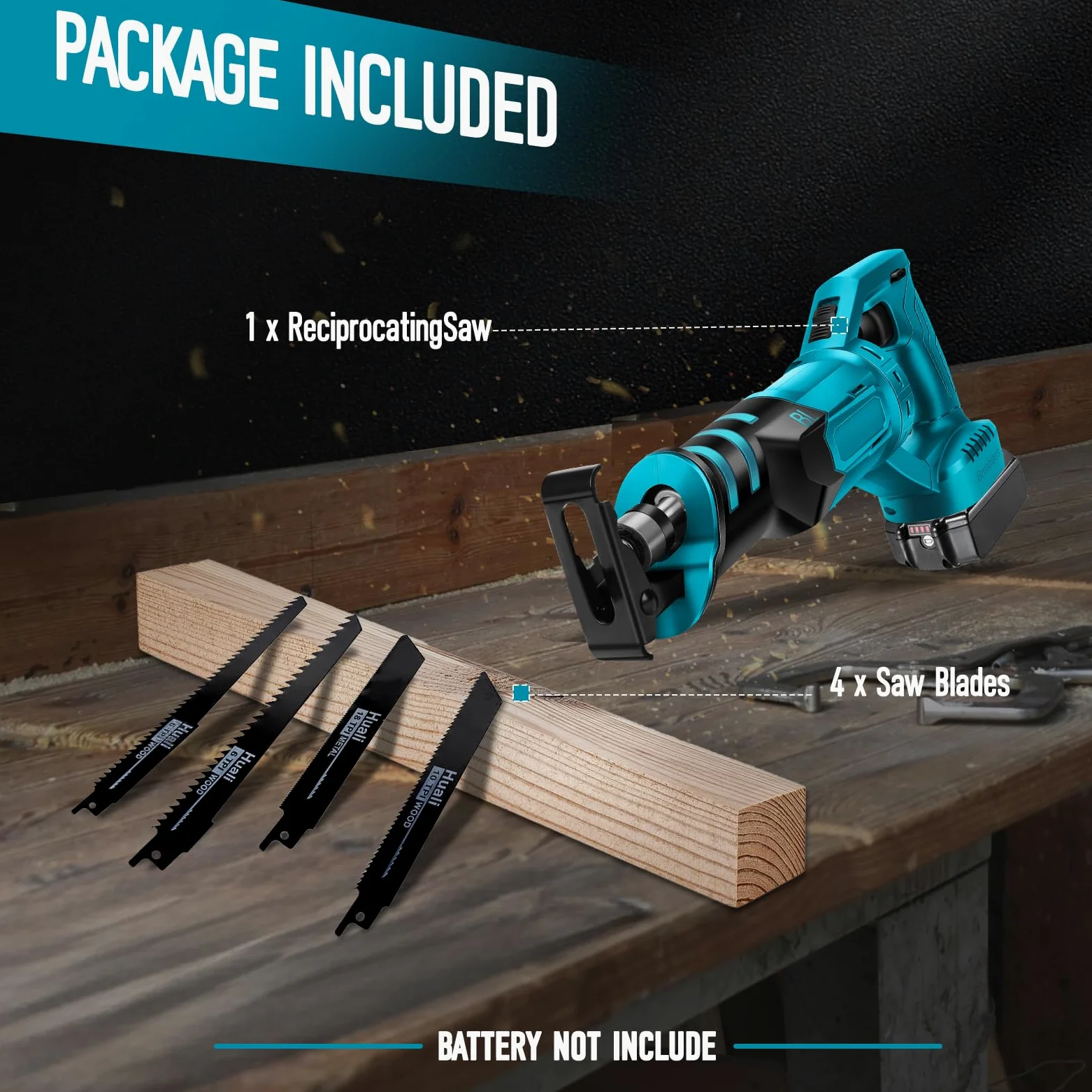 WingFly Sierra Sable Inalámbrica para Makita 18 V Batería, Sierra Alternativa Profesional con 4 Hojas de Sierra, 3000 rpm, Sierra Recíproca Eléctrica con Velocidad Variable
