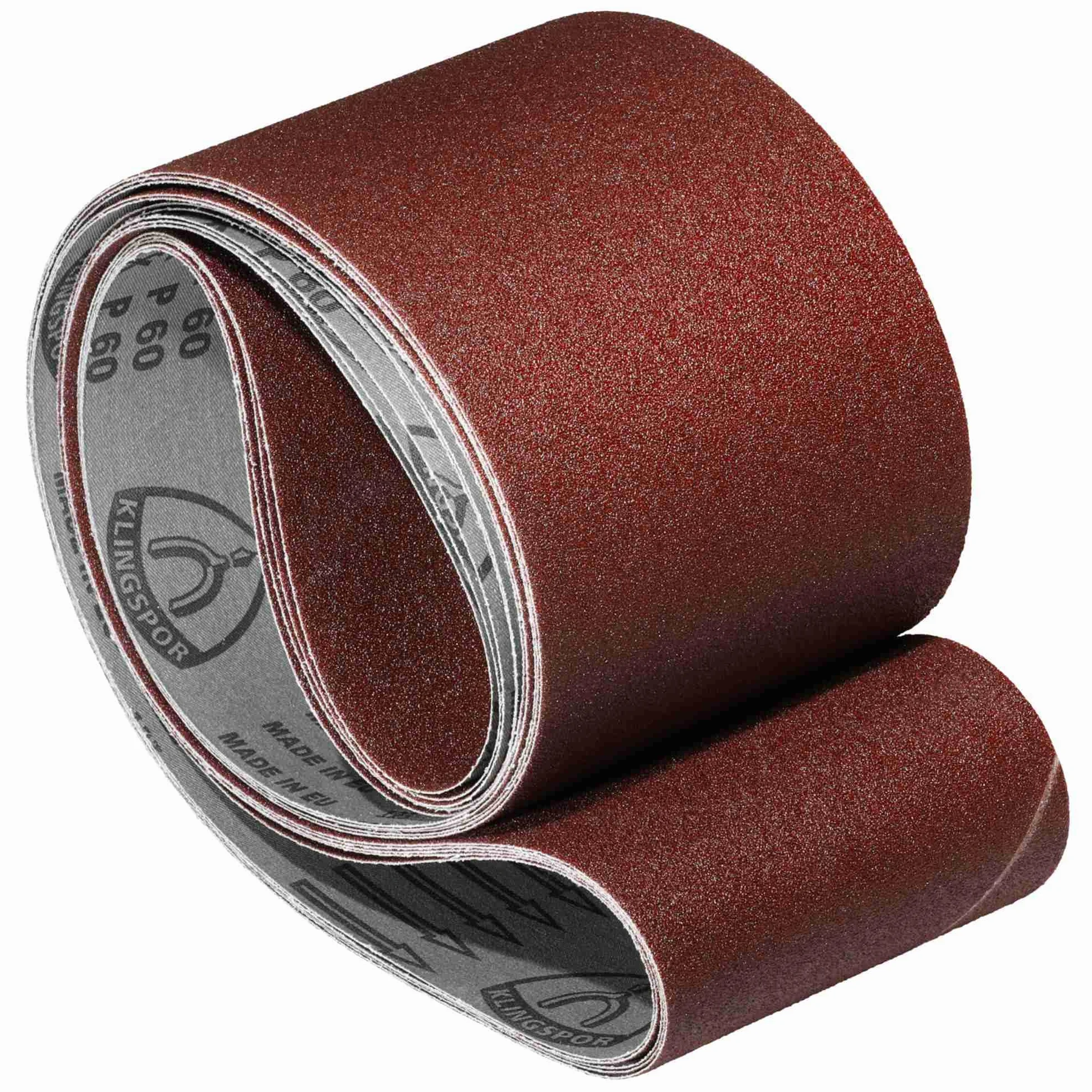 Cinta abrasiva de corindón Klingspor – 100 x 2000 mm – Grano P80 – 5 piezas – para madera y metal – Base de tela semiflexible resistente a roturas – Cintas abrasivas profesionales para lijadora de