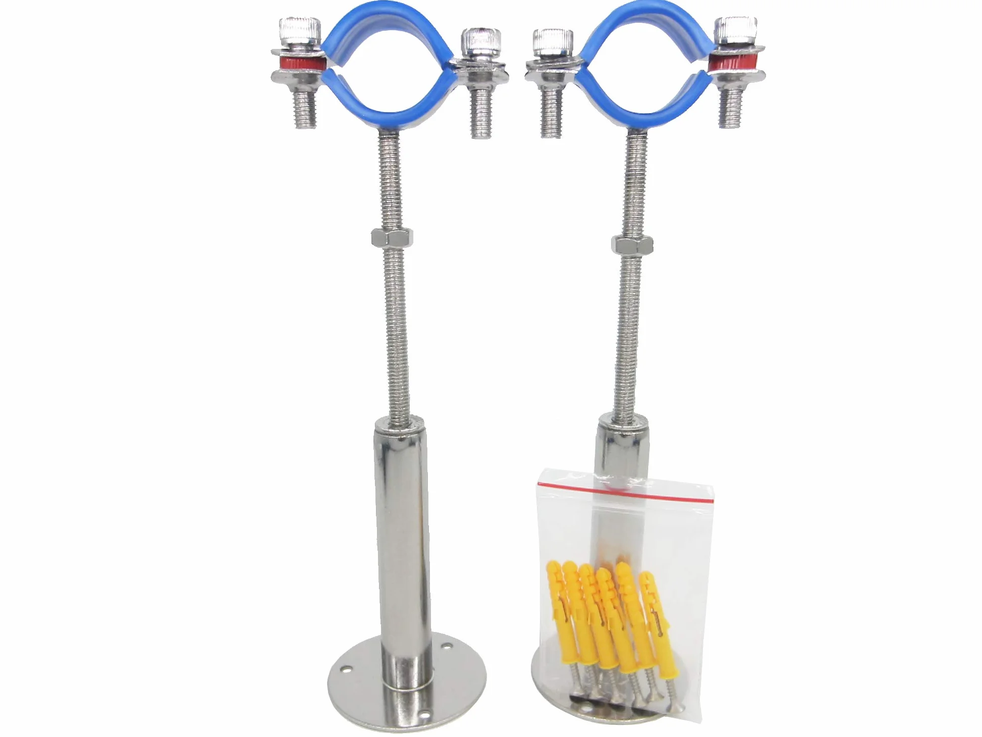 Juego de 2 soportes de pared de acero inoxidable, soporte de techo, soporte de tubo, soporte de tubo ajustable, abrazaderas de tubo para diámetro exterior de 32 mm a 34 mm …