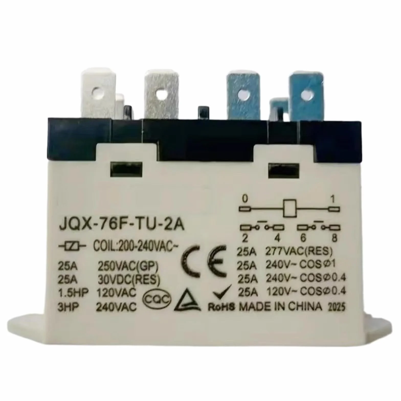 Relé de alta potencia JQX-76F-TU-2A 220VAC 380-400VAC 25A RGF2OU700 RGF2OU900 6PIN JQX76FTU2A 6 pies 2 juegos de normalmente(Color:380-400VAC,Size:JQX-76F-TU-2A 6PIN)