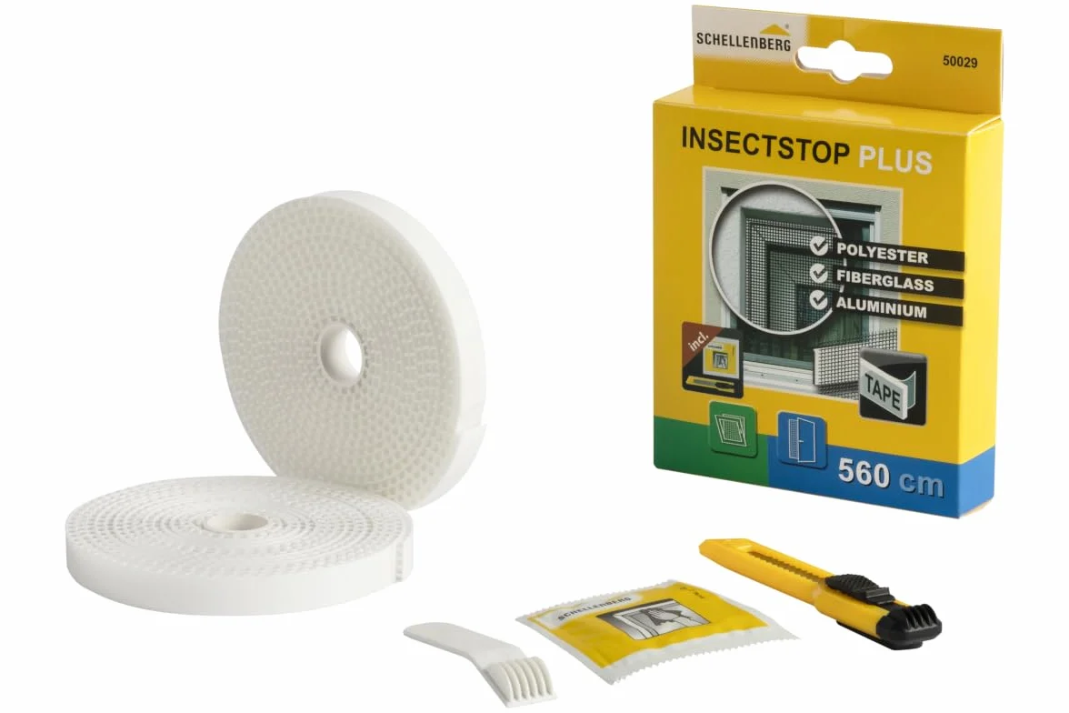 Schellenberg 50029 Cinta de fijación PLUS para malla de fibra de vidrio y aluminio, blanco, 5,6 m