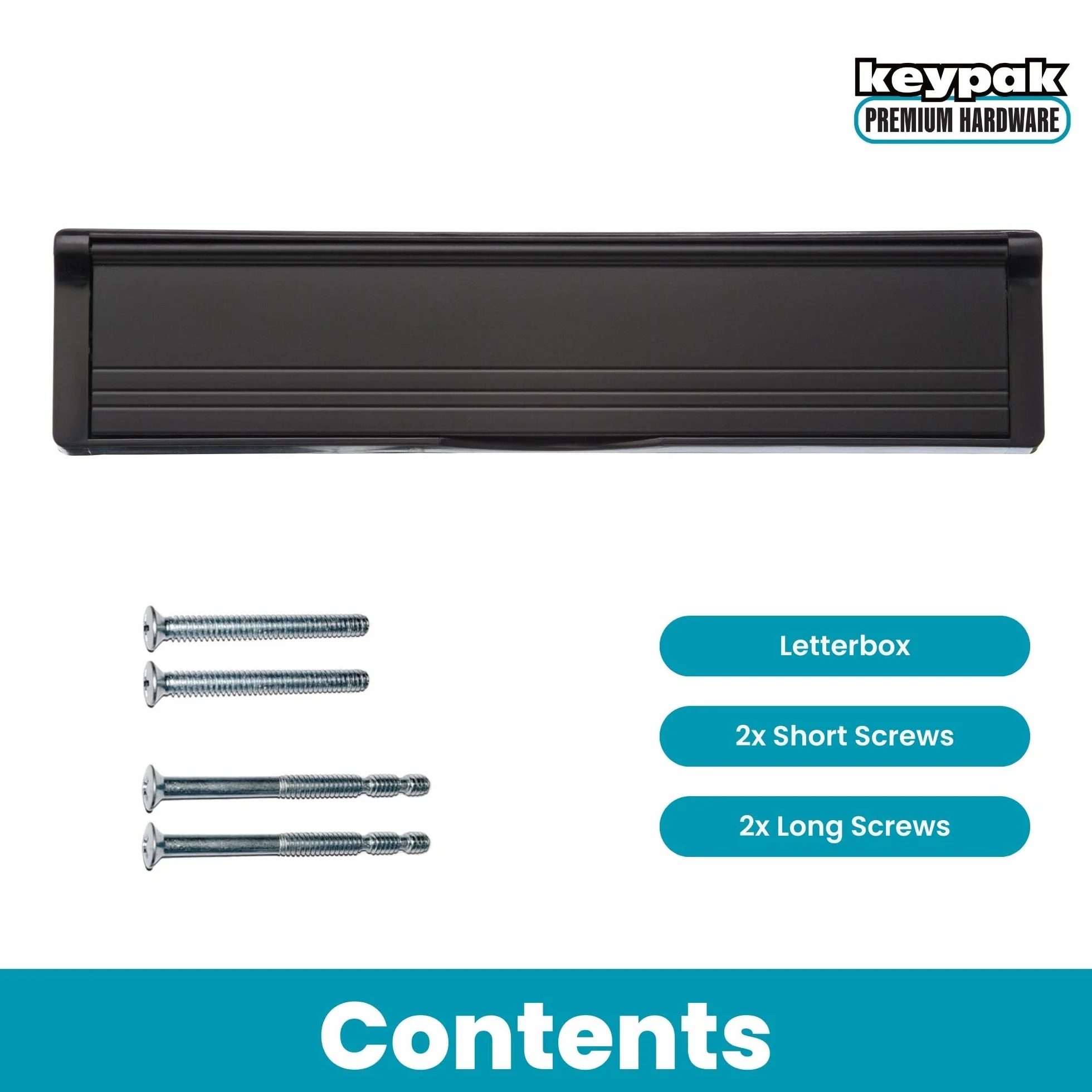 Keypak Buzón de Puerta de 30,6 cm, se Adapta a Puertas de 40 a 80 mm, Solapa antipresión, Cepillo Interno para burlos, buzón Ajustable para Puertas de Madera compuesta de UPVC (Negro/Negro)