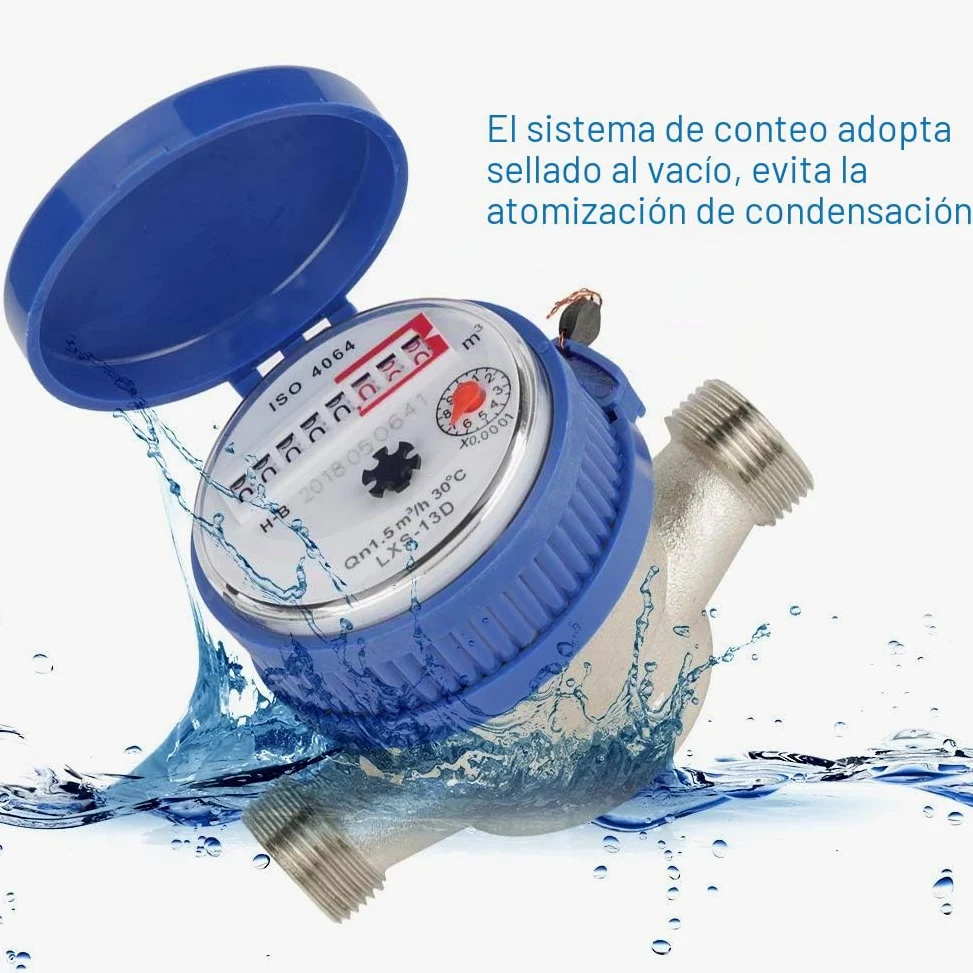 Medidor de Agua fría 15 mm y 1/2 Pulgada con Accesorios para Uso en el jardín y el hogar