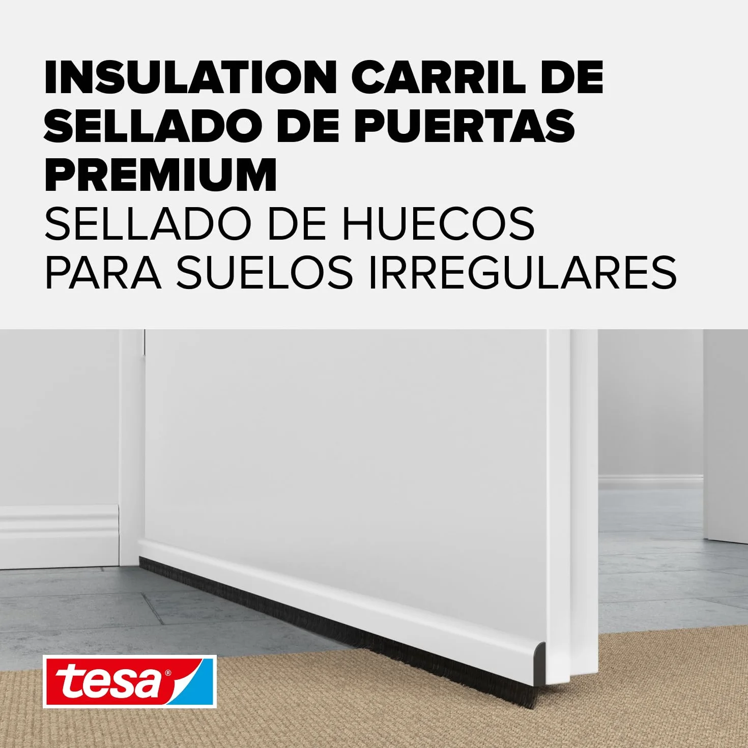 Tesa 05405-00100-00 - Riel de Sellado de Puertas, Moll para Suelos Irregulares, Blanco, 100 x 7 cm