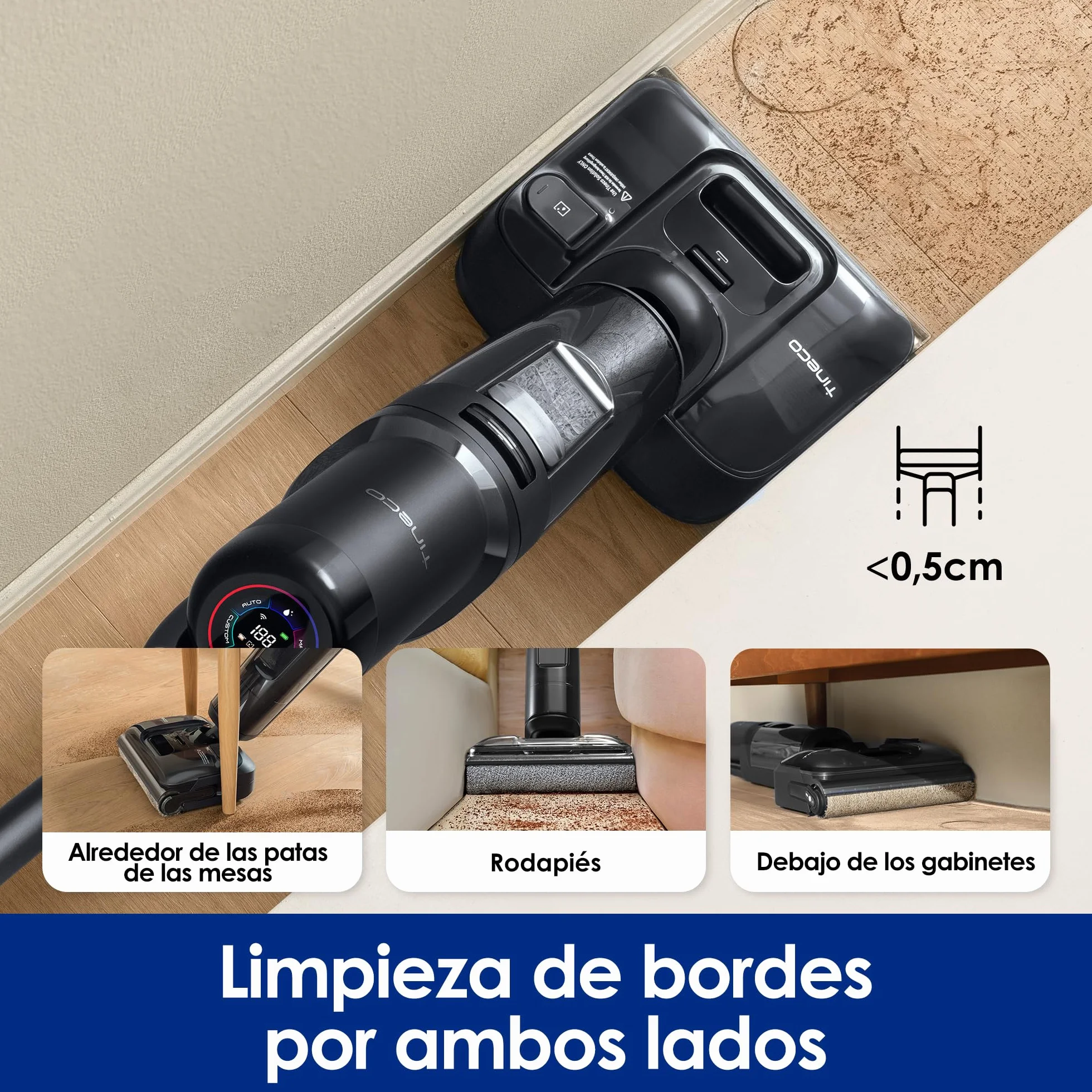 Tineco Floor One S7 Stretch Ultra Aspiradora inalámbrica en seco y húmedo 21.000 Pa 50 Minutos Autonomía Autolimpieza FlashDry 85°C