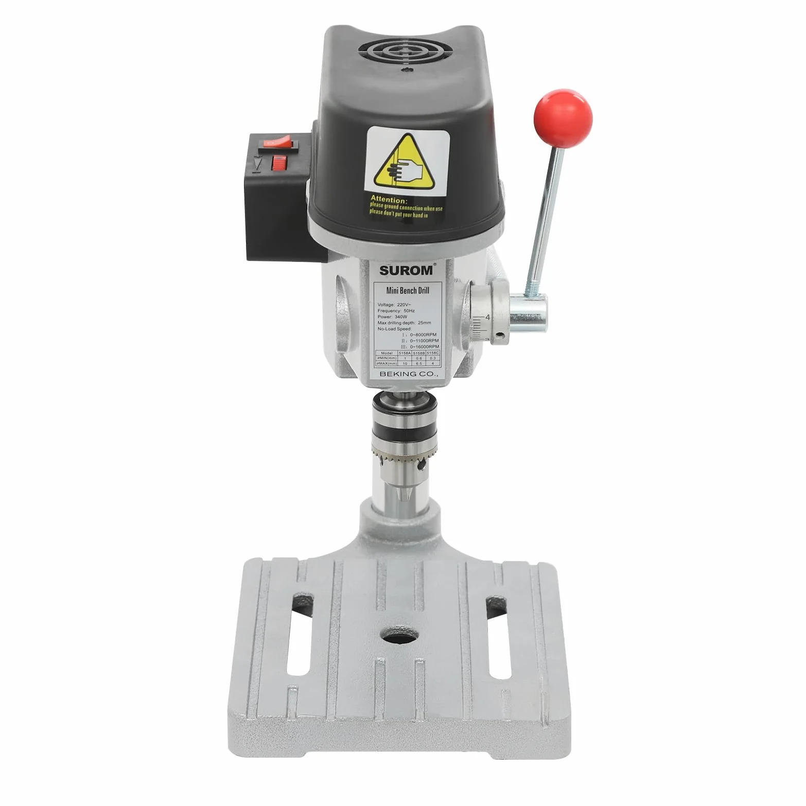 Taladro de banco de trabajo portátil de 340 W taladros de columna de velocidad ajustable para bricolaje y modelismo