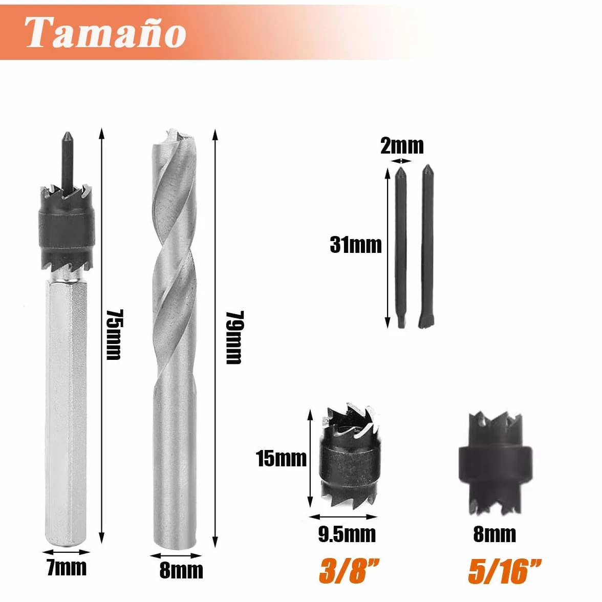 Treki 10PCS Cortador de Soldadura por Puntos HSS Brocas para Puntos de Soldadura 3/8" & 5/16" Separador de Panel para Taladro Eléctrico Herramienta de Trabajo de Cuerpo Automático