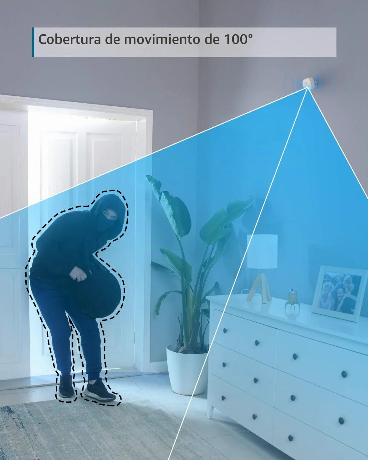 eufy Security Sensor de Movimiento Home Alarm System, 100° Campo de visión, 9m Alcance, 2 años Batería, Sensibilidad Ajustable