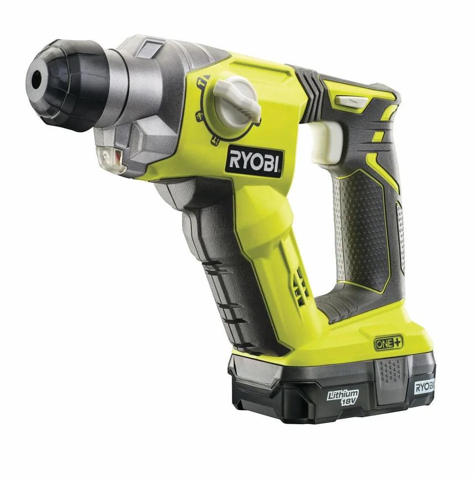 RYOBI - Martillo Combinado SDS+ 18V ONE+ - Martillo Neumático 4 Modos (Hormigón, Madera, Metal, Cerámica) - Energía de Impacto 1,3 J - Velocidad 0-1300 rpm - Sin Batería ni Cargador - R18SDS-0
