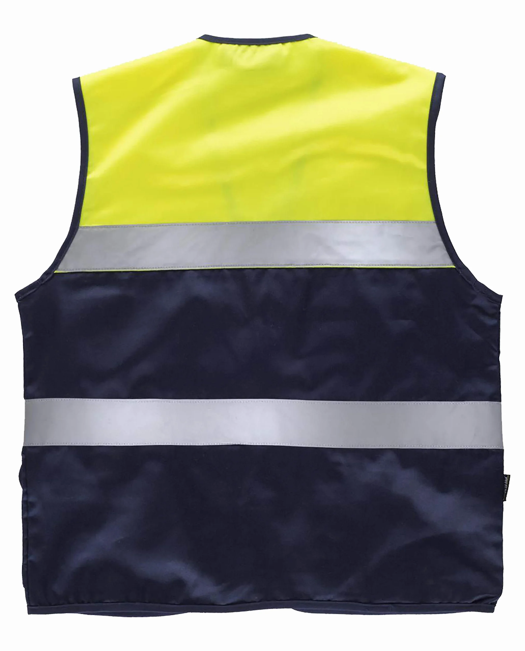 WORKTEAM Chaleco de Trabajo, Tipo Safari, Alta Visibilidad con 2 Cintas Reflectantes, Multibolsillos. Unisex