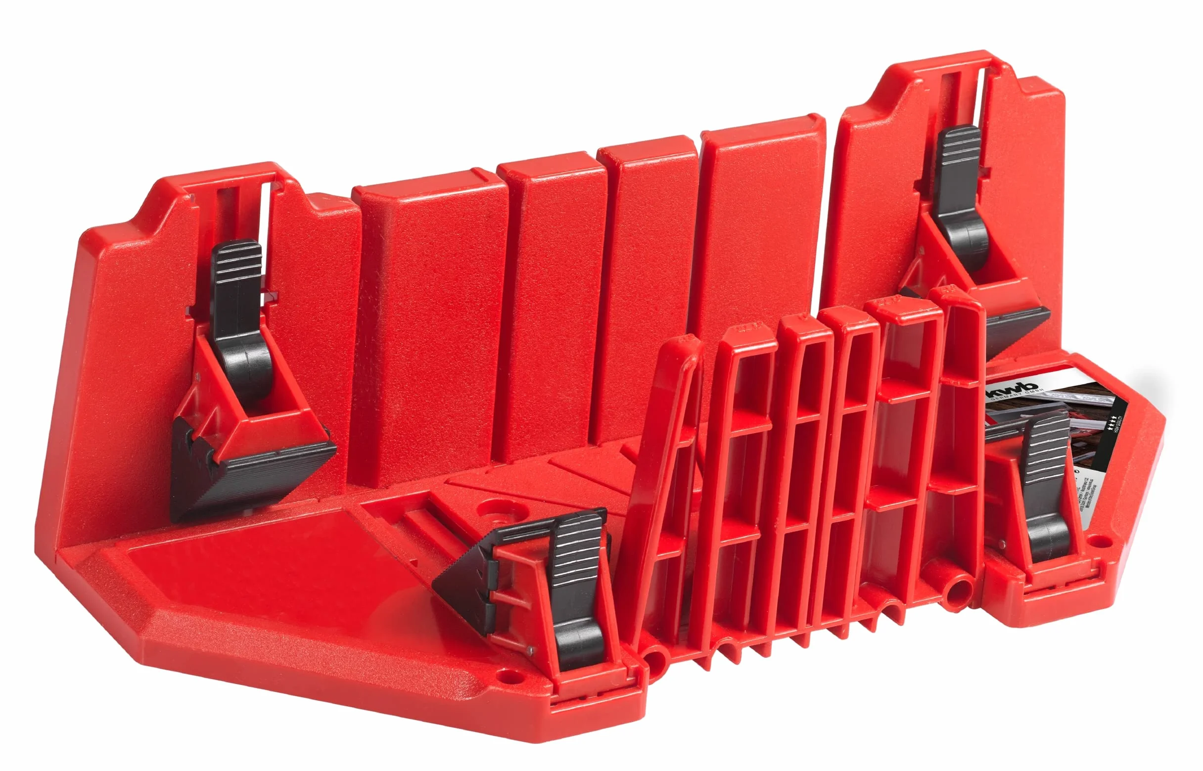 kwb Caja de ingletes para ángulo de corte de 22,5°, 45°, 90°, con mandíbulas ajustables y accesorios angulares, de plástico ABS resistente