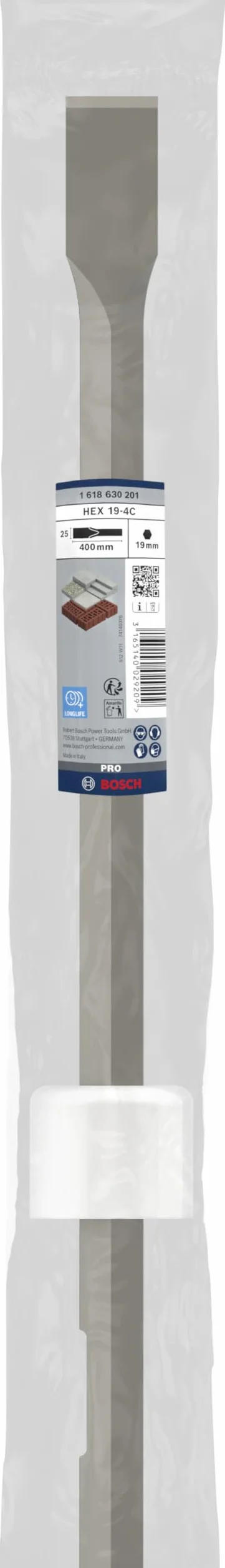 Bosch 1 618 630 201 - Cincel plano de inserción hexagonal con inserción de 19 mm (400 x 25 mm)