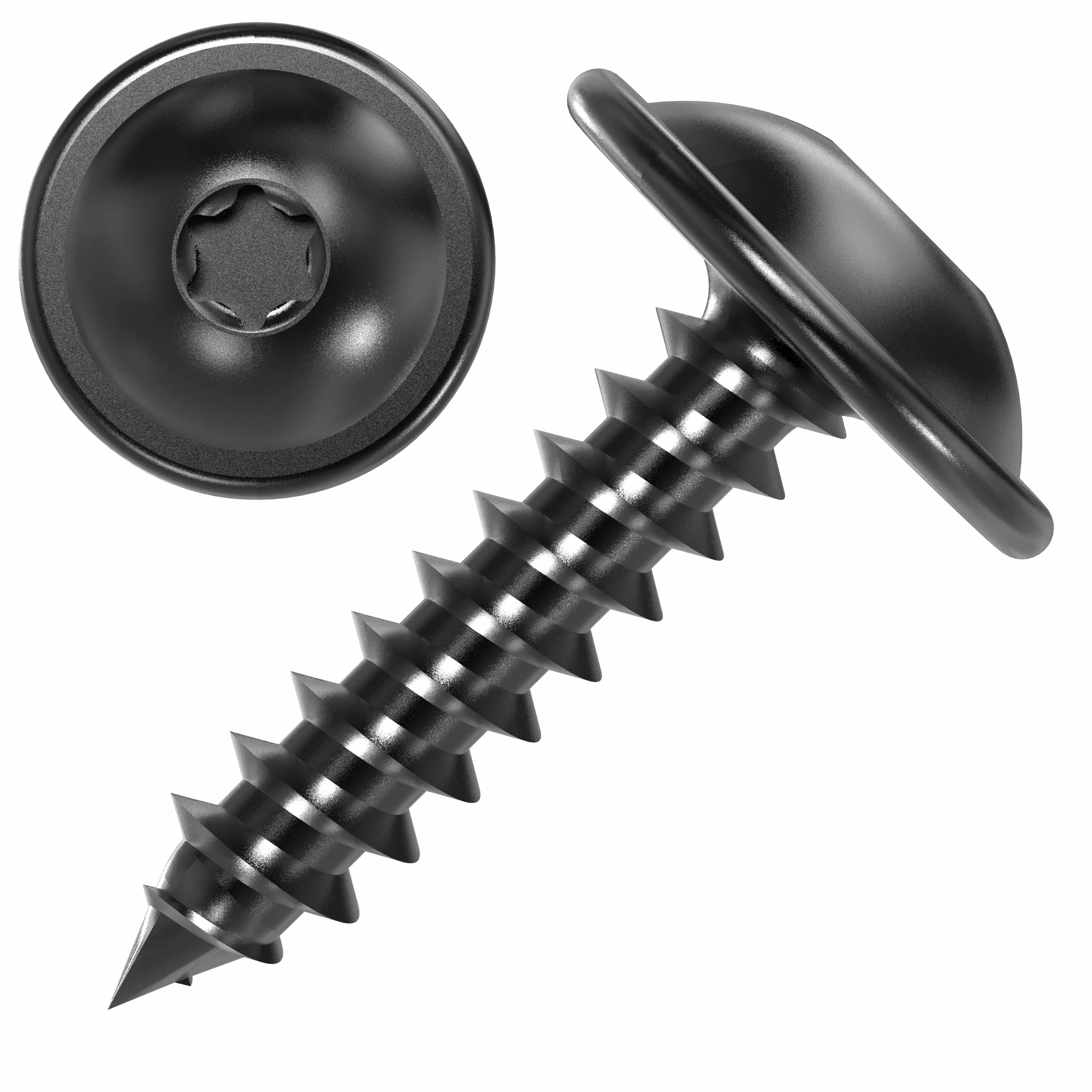 100 AUPROTEC Tornillos de Chapa 4,8 x 25 mm TORX con Cabeza de arandela Tornillo alomado cincado Negro DIN 7049-4,8 x 25 mm, 100 Piezas