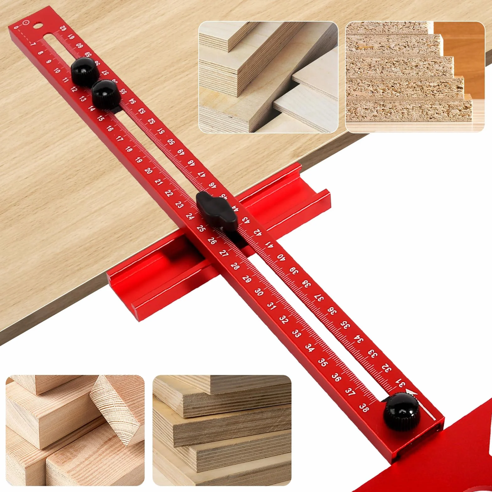 Plantilla de fresado de aluminio ajustable 4 en 1, guía de fresado, compás de fresado, radio de 90 mm hasta 370 mm, plantilla de fresado multifuncional para carpintería DIY