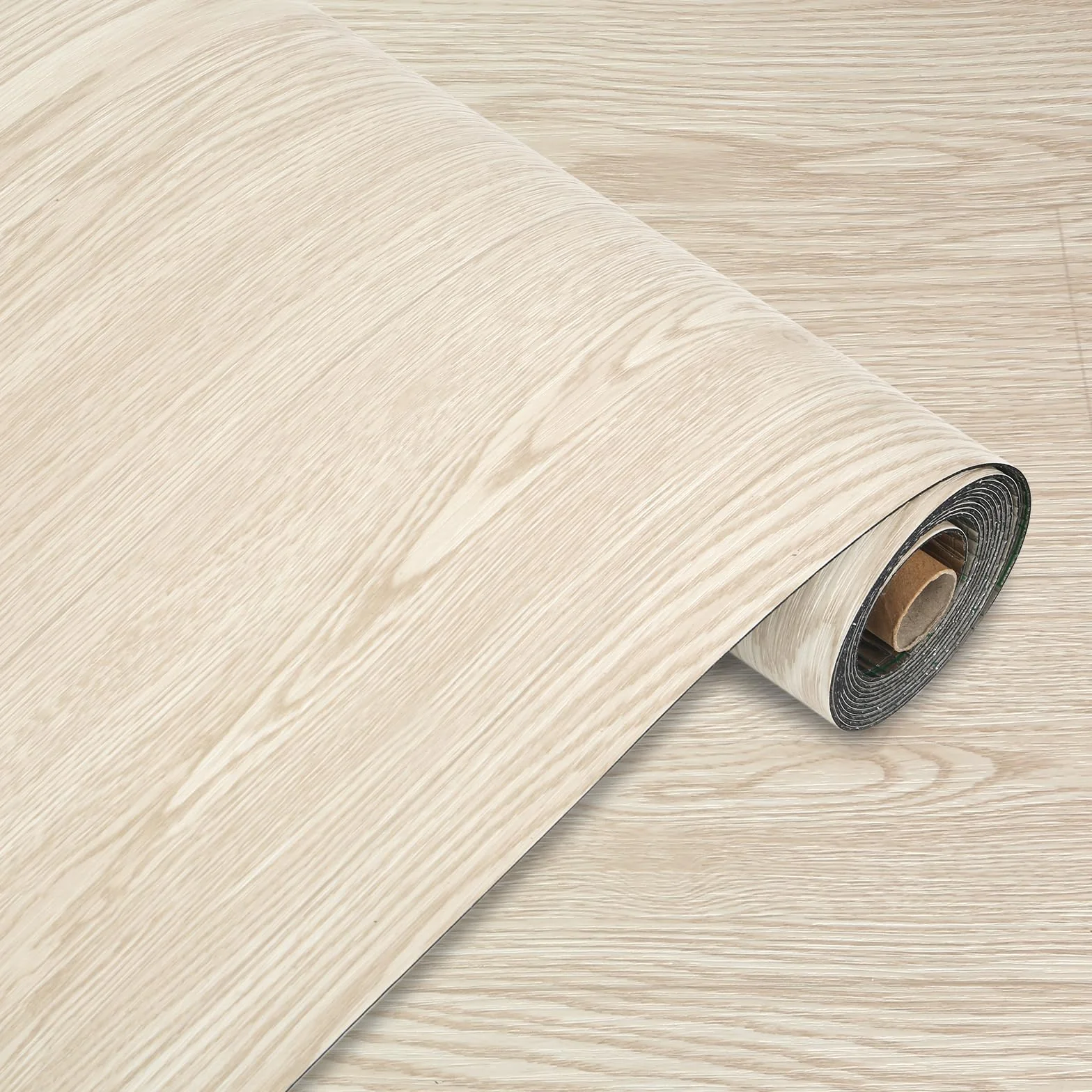 Revestimiento de Suelo de PVC Autoadhesivo, Suelo de Vinilo Decorativo Efecto de madera, 15mm Grosor, Antideslizante, Impermeable, 40 x 300cm, 1,2 m (Madera Beige-amarillo)