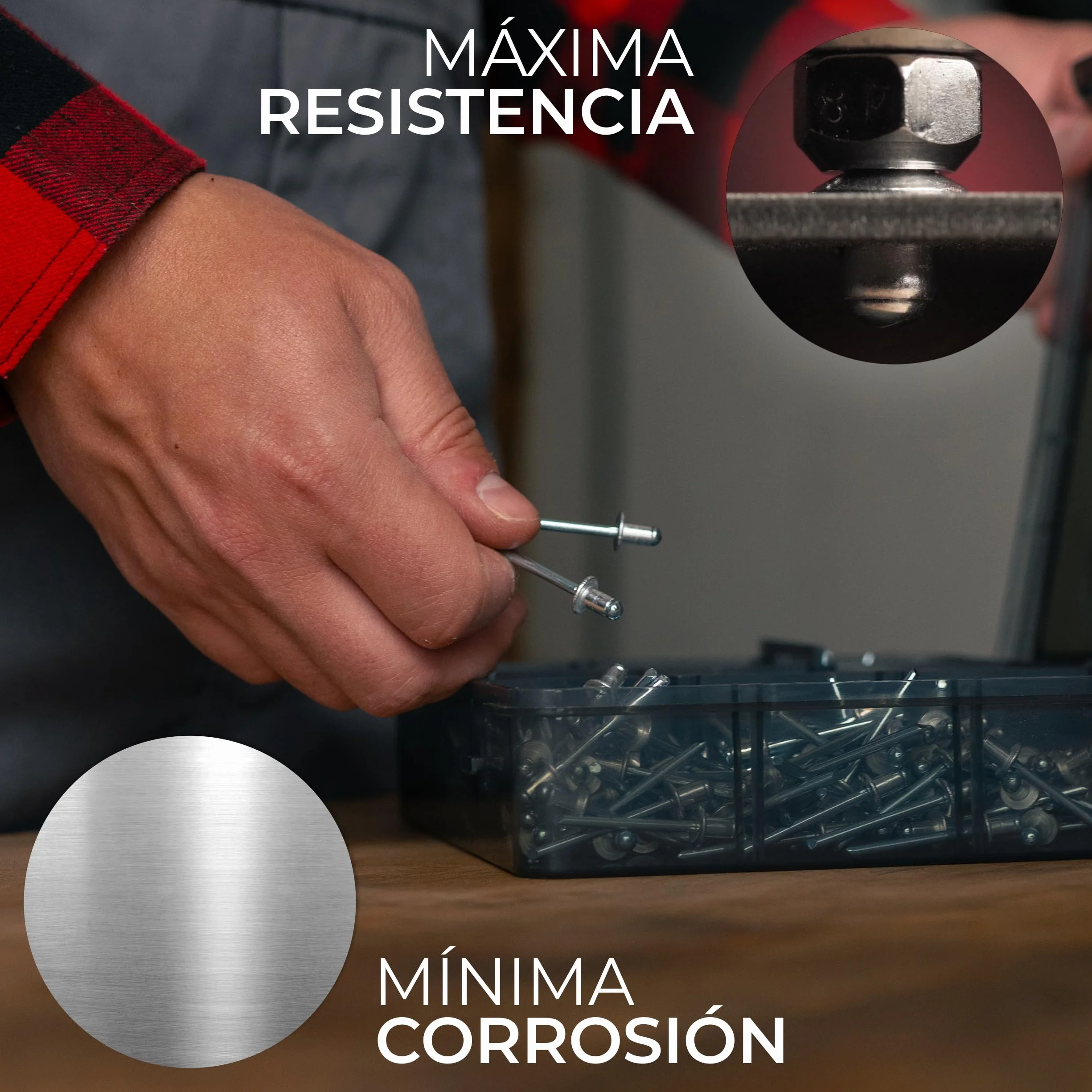 KLRStec Profesional Juego de Remaches Ciegos 500 Piezas de Aluminio y Acero para Remachadora – 125 Piezas de Cada Tamaño 2,4 mm, 3,2 mm, 4,0 mm y 4,8 mm