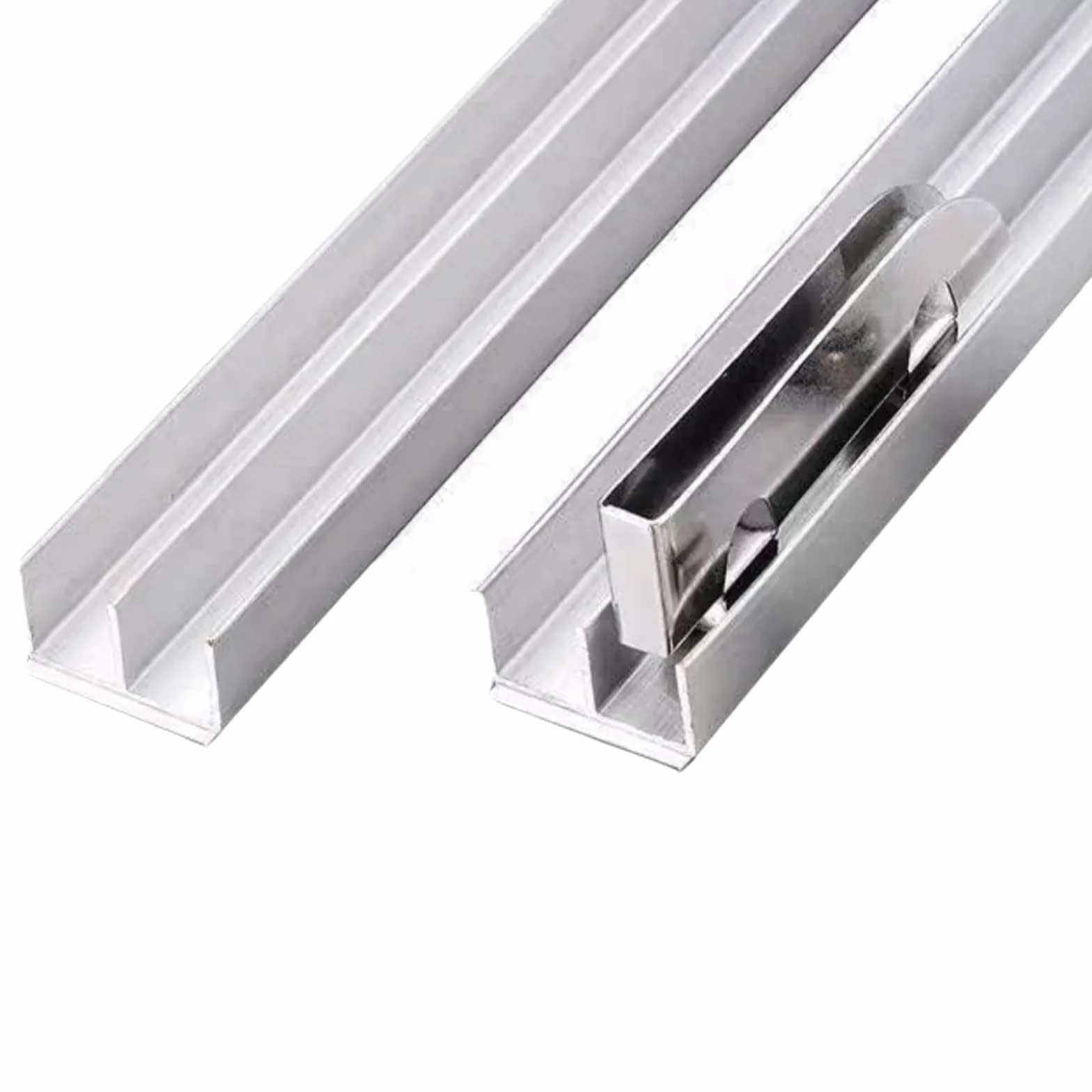 Sistema de guía para puerta corrediza, raíles de aluminio de doble canal resistentes para vidrio de 3-5 mm, acrílico, madera - resistente a los arañazos, fácil deslizamiento, resistente a la oxidación