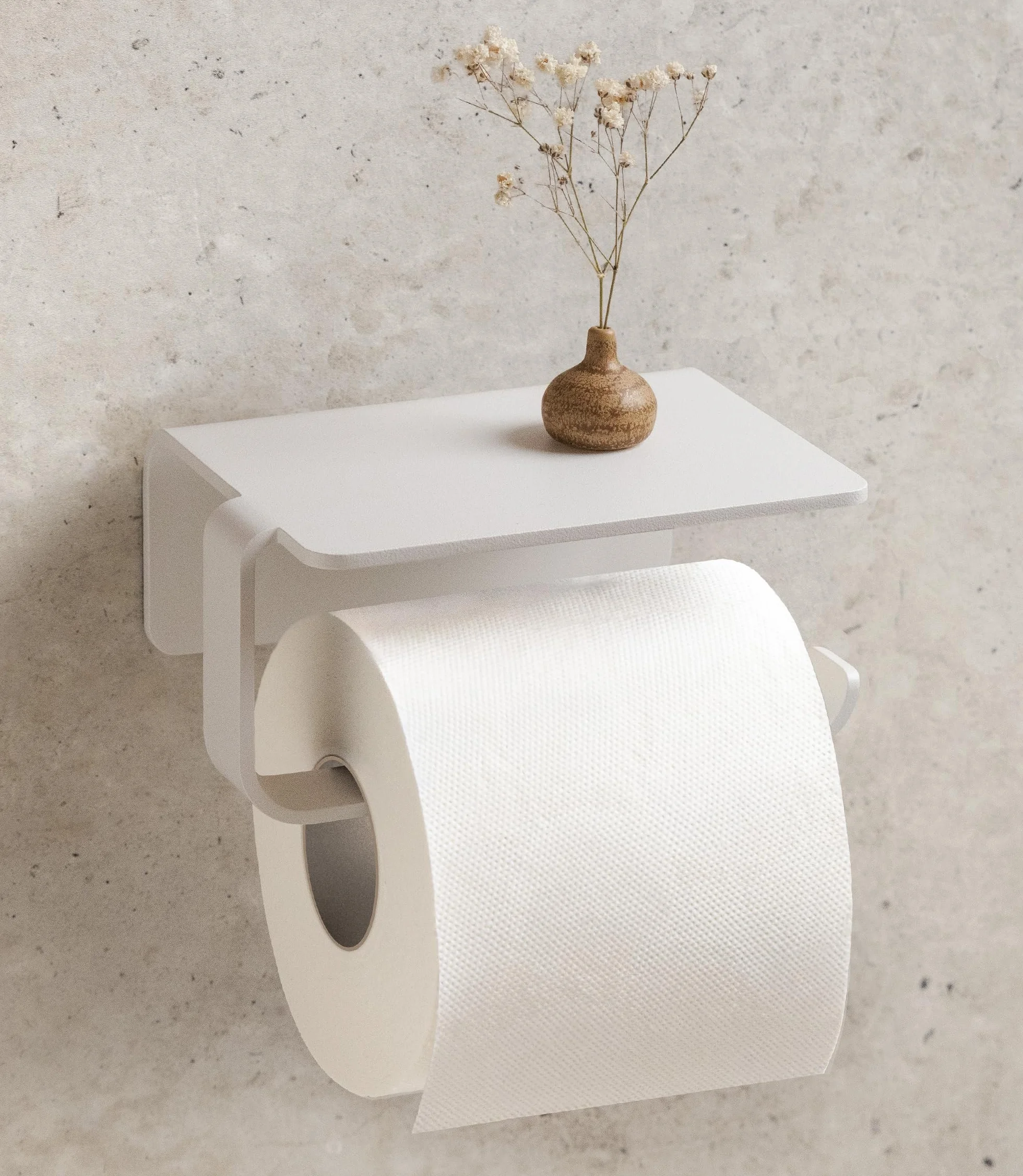 KAZAI. Portarrollos sin taladrar | Porta Rollos de Papel higiénico Adhesivo con Estante | Soporte de Papel higiénico para baño en Metal | Blanco