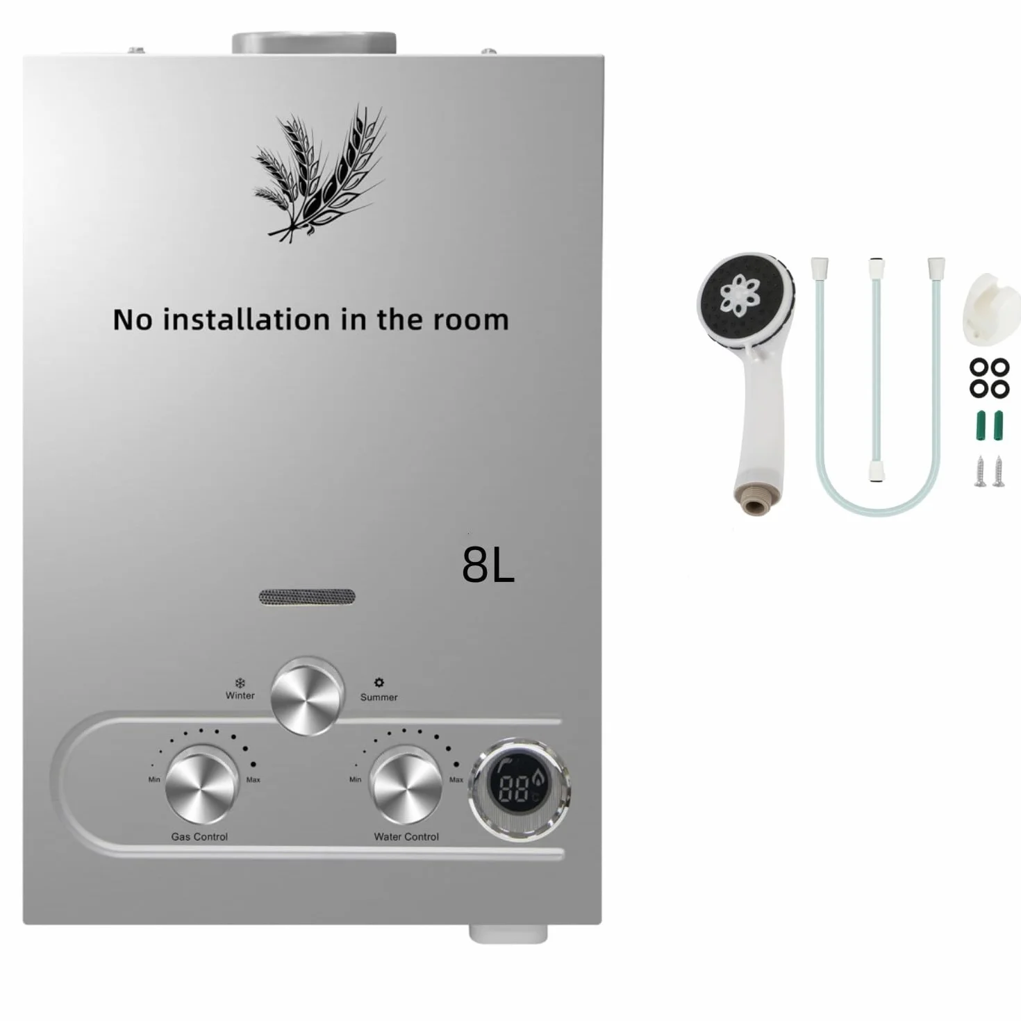 Calentador de Agua a Gas 8L 16KW Propano GLP para Casa Caravana Cabaña